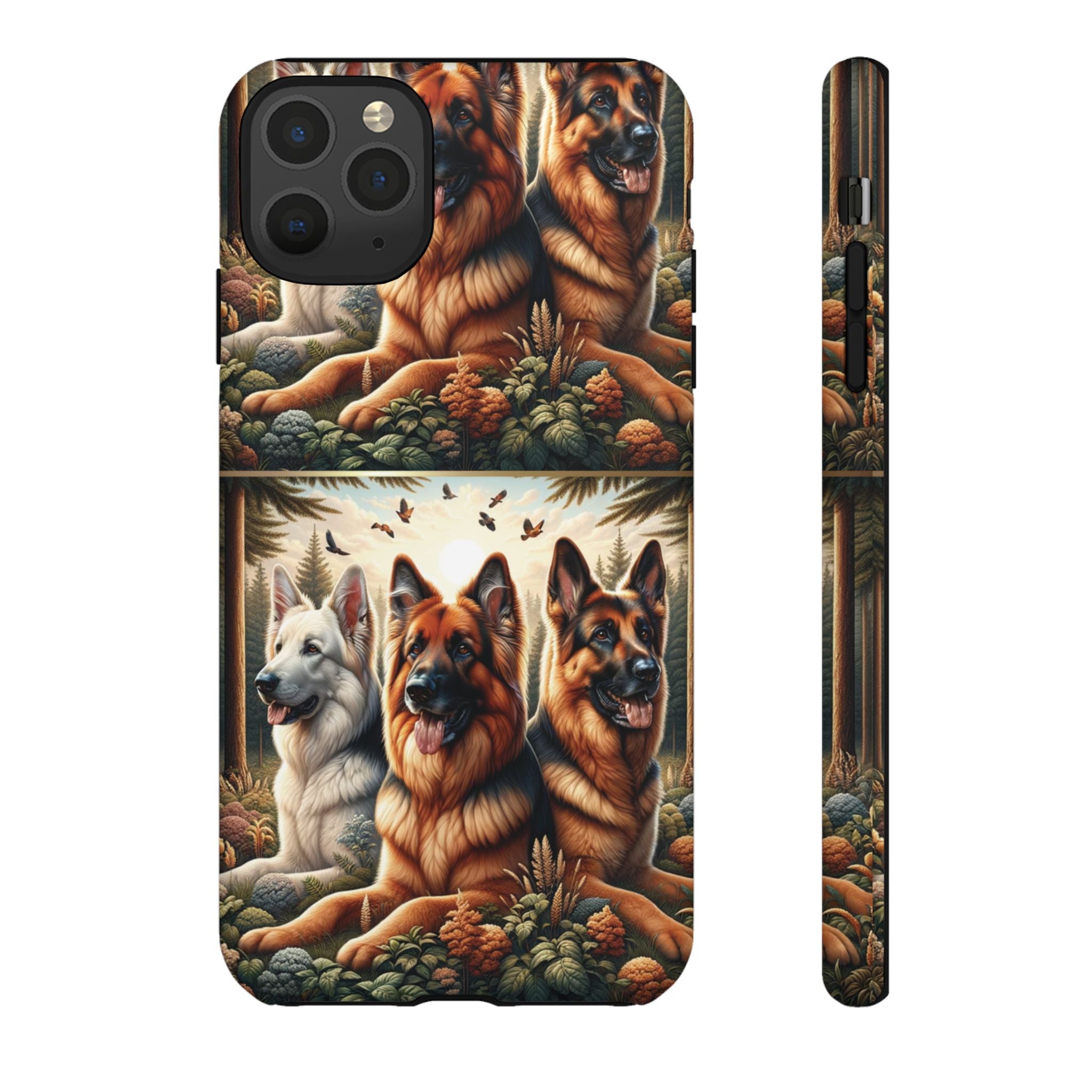 German Shepherd Phone Tough Case Floral Elegant Durable Dog Lover Devices iPhone 15, Samsung iPhone Samsung Accessory Gift for Her