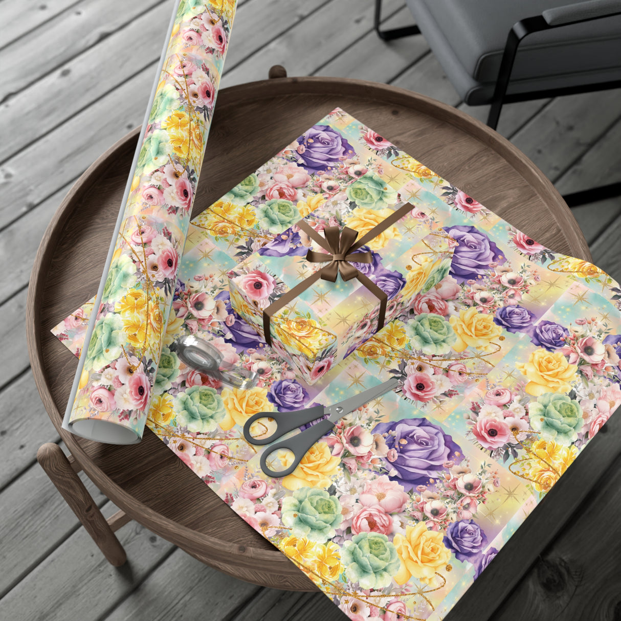 Pastel Floral Wrapping Paper | Vibrant Seasonal Blooms | Perfect for Birthdays, Special Occasions | Premium Quality Gifts Moms Weddings