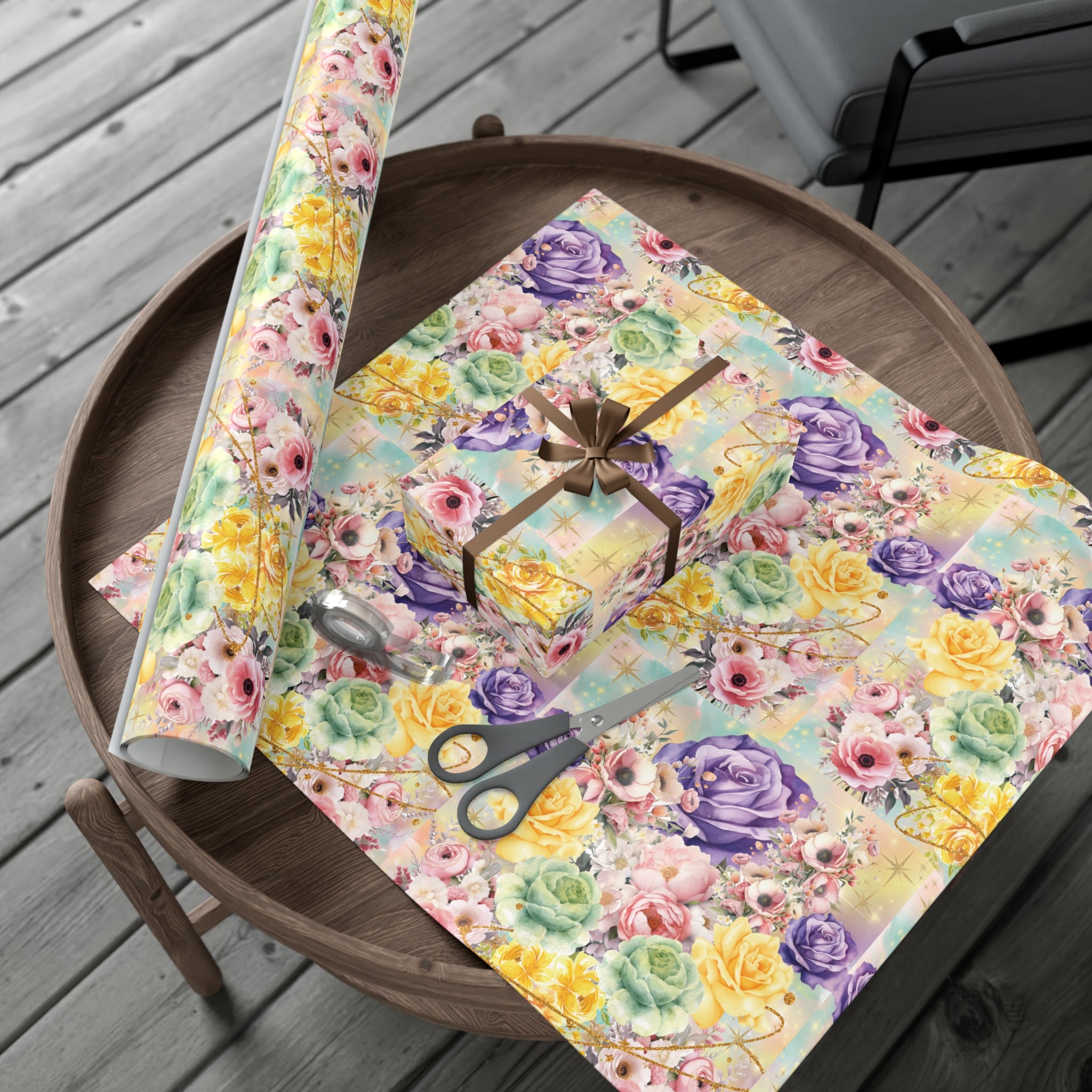 Pastel Floral Wrapping Paper | Vibrant Seasonal Blooms | Perfect for Birthdays, Special Occasions | Premium Quality Gifts Moms Weddings