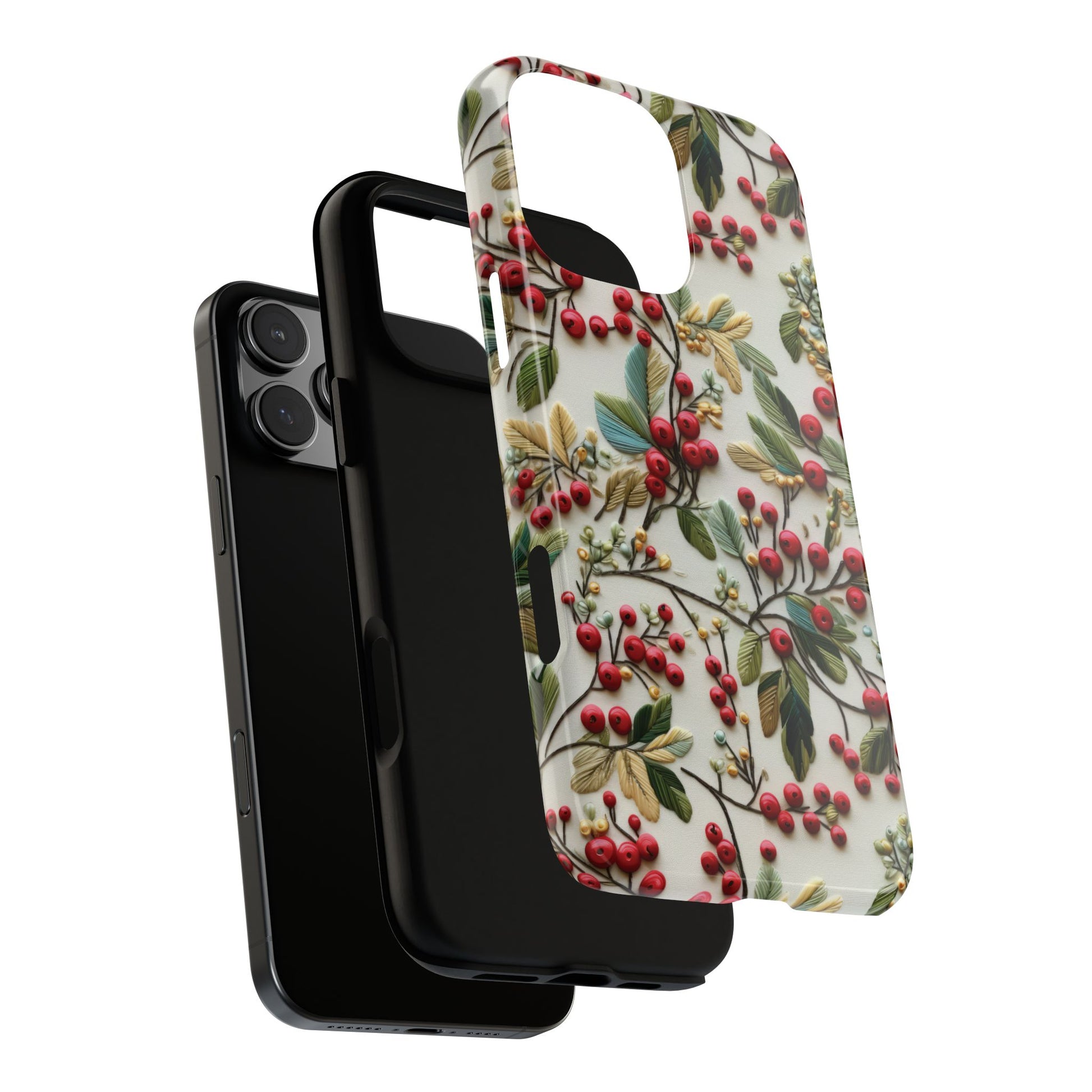 Holly Christmas Wildflowers Boho Chic Design Phone Case - Stylish, Protective Cover for All Models Gift for Mom Accessory Gift for Her