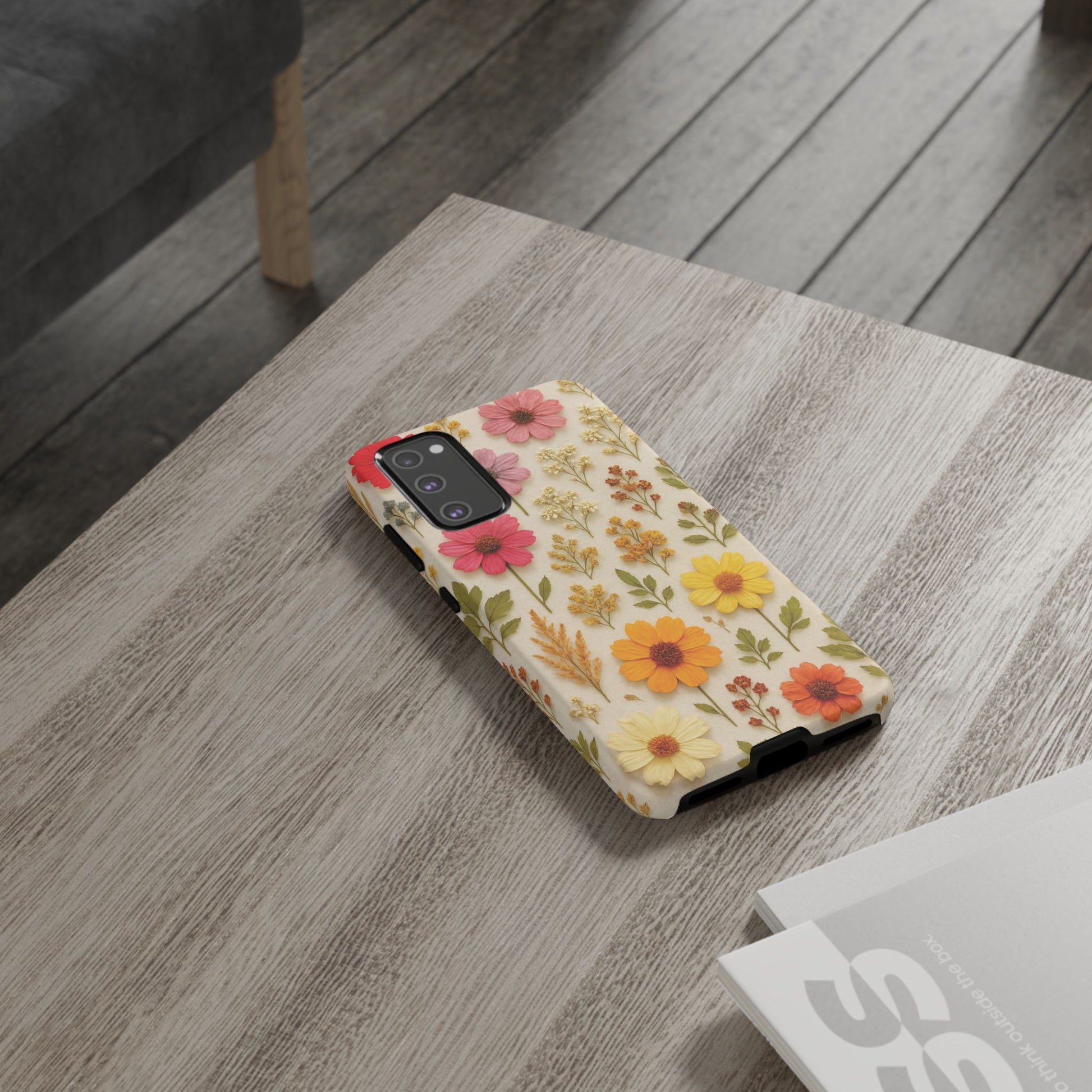 Dried Flowers Illusion Phone Case – Realistic Botanical Aesthetic, Colorful Pressed Floral Art, Trendy Nature-Inspired Protective Cover  iPhone & Samsung Models