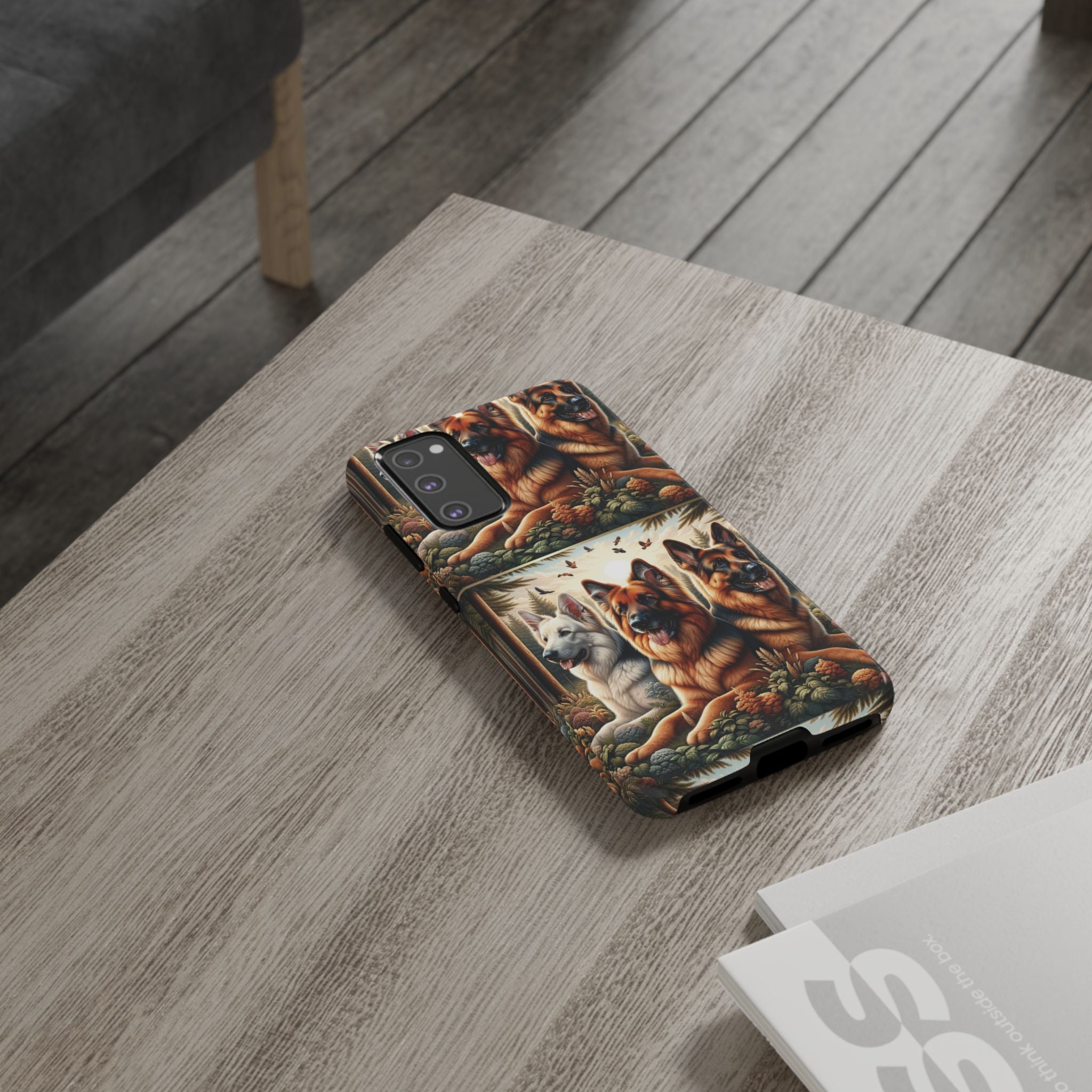 German Shepherd Phone Tough Case Floral Elegant Durable Dog Lover Devices iPhone 15, Samsung iPhone Samsung Accessory Gift for Her