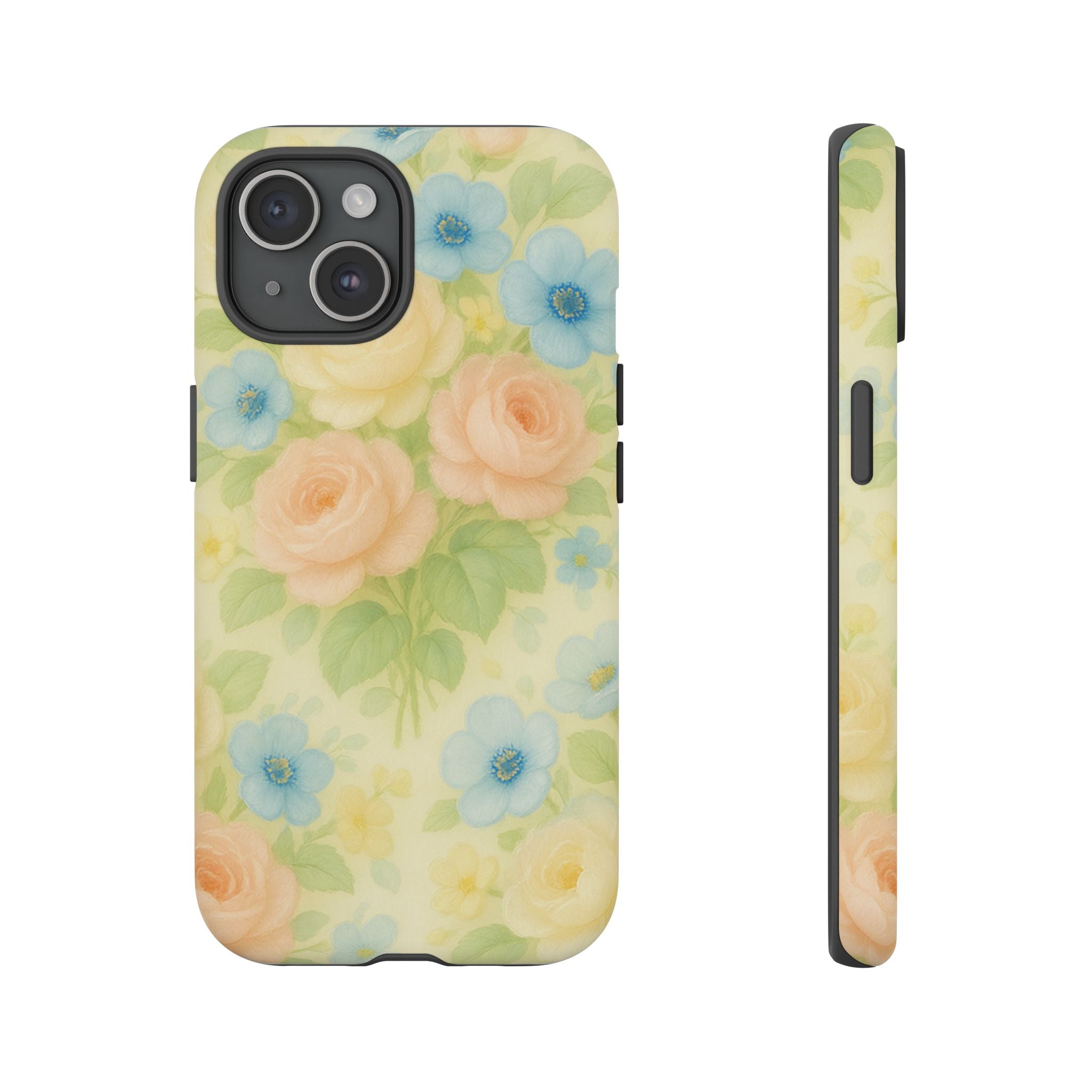 Pastel Yellow Vintage Floral Phone Case  Romantic Cottagecore Aesthetic, Soft Botanical Design, Protective Gift for Her, Fits iPhone & Samsung Models