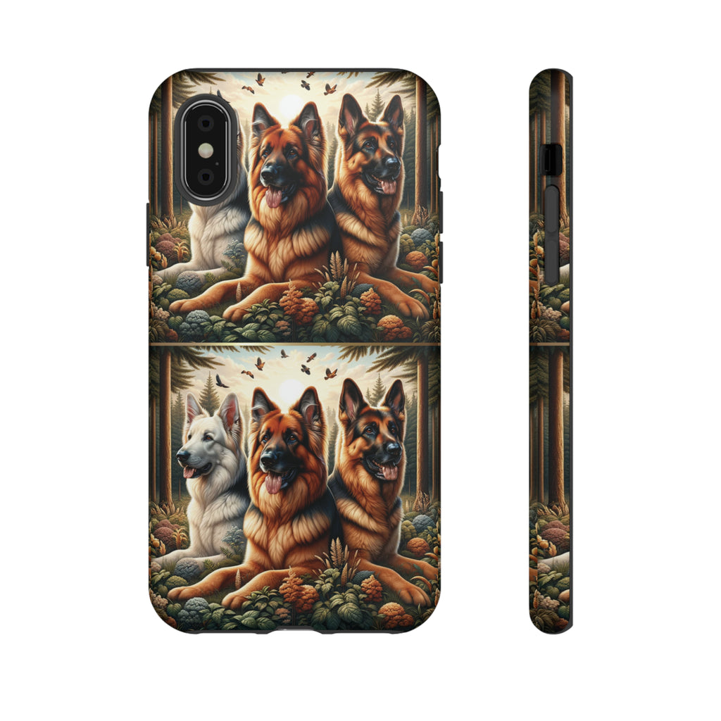 German Shepherd Phone Tough Case Floral Elegant Durable Dog Lover Devices iPhone 15, Samsung iPhone Samsung Accessory Gift for Her.