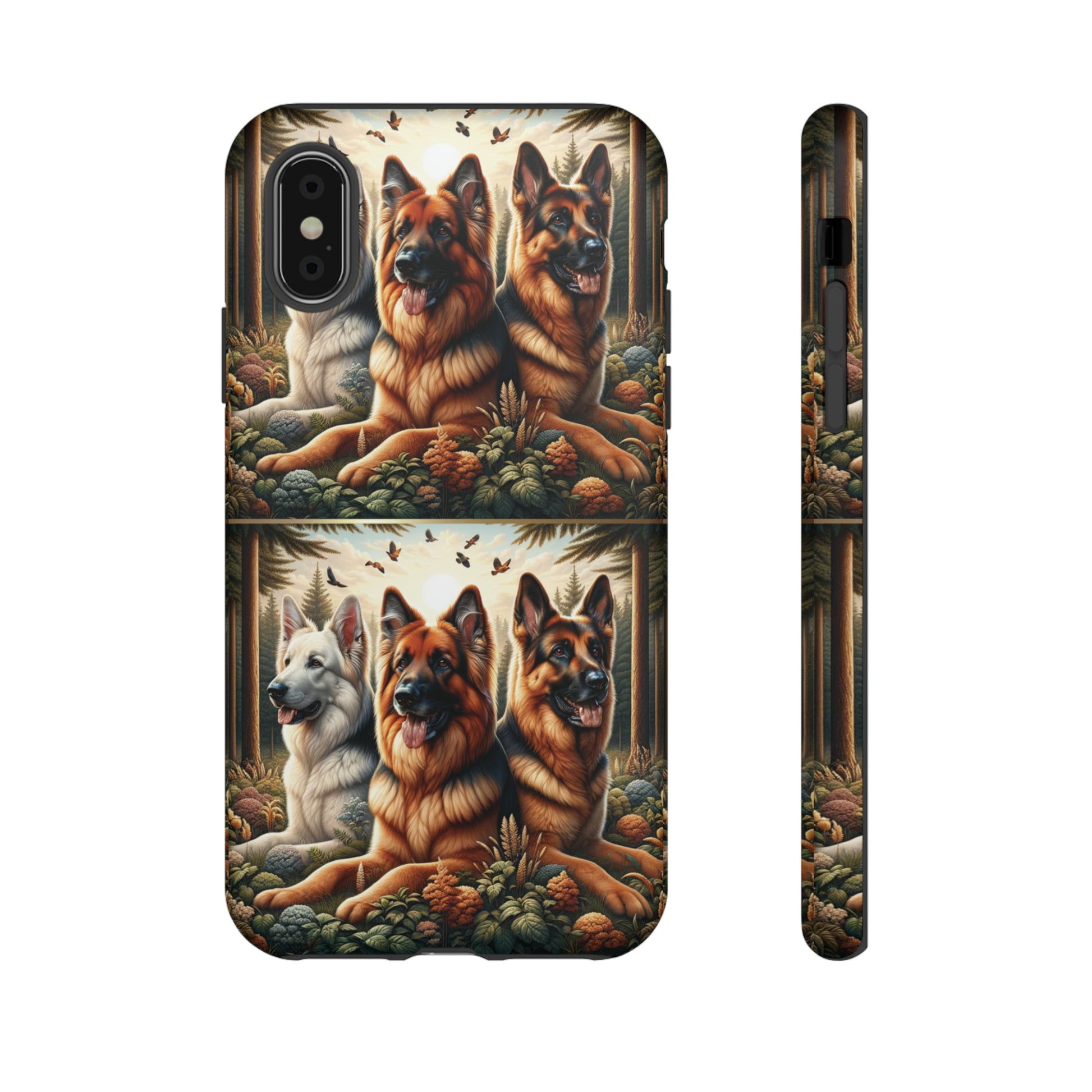 German Shepherd Phone Tough Case Floral Elegant Durable Dog Lover Devices iPhone 15, Samsung iPhone Samsung Accessory Gift for Her.