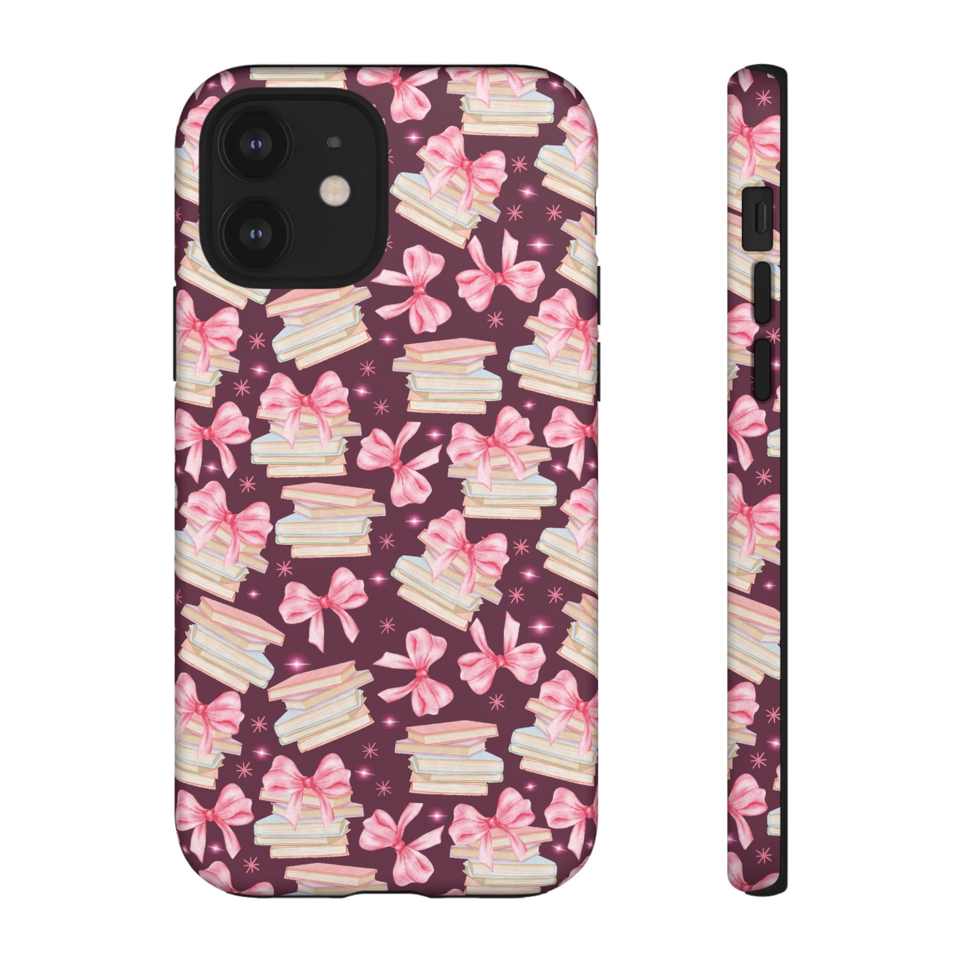 Coquette Pink Bows & Books Phone Case for iPhone 16 15 14 13 12  21 23 Samsung, and Pixel | Stylish Protective Cover Gift for Her Perfect for Floral Lover
