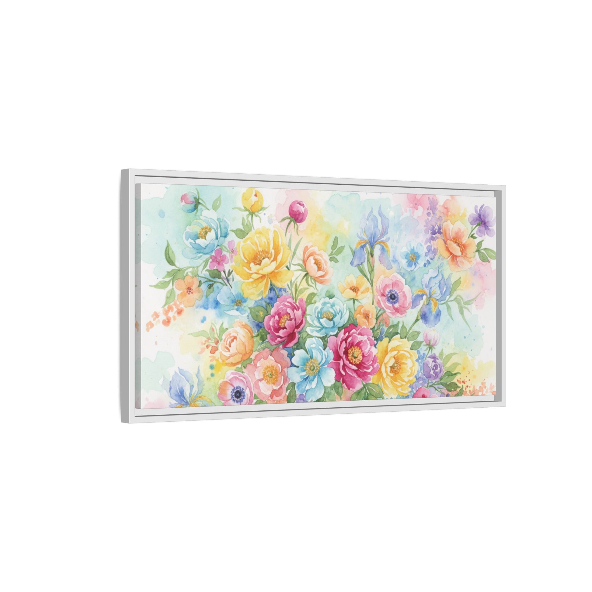 Watercolor Floral Bouquet Canvas, Framed Matte Wall Art | Multi-Color Wall Art