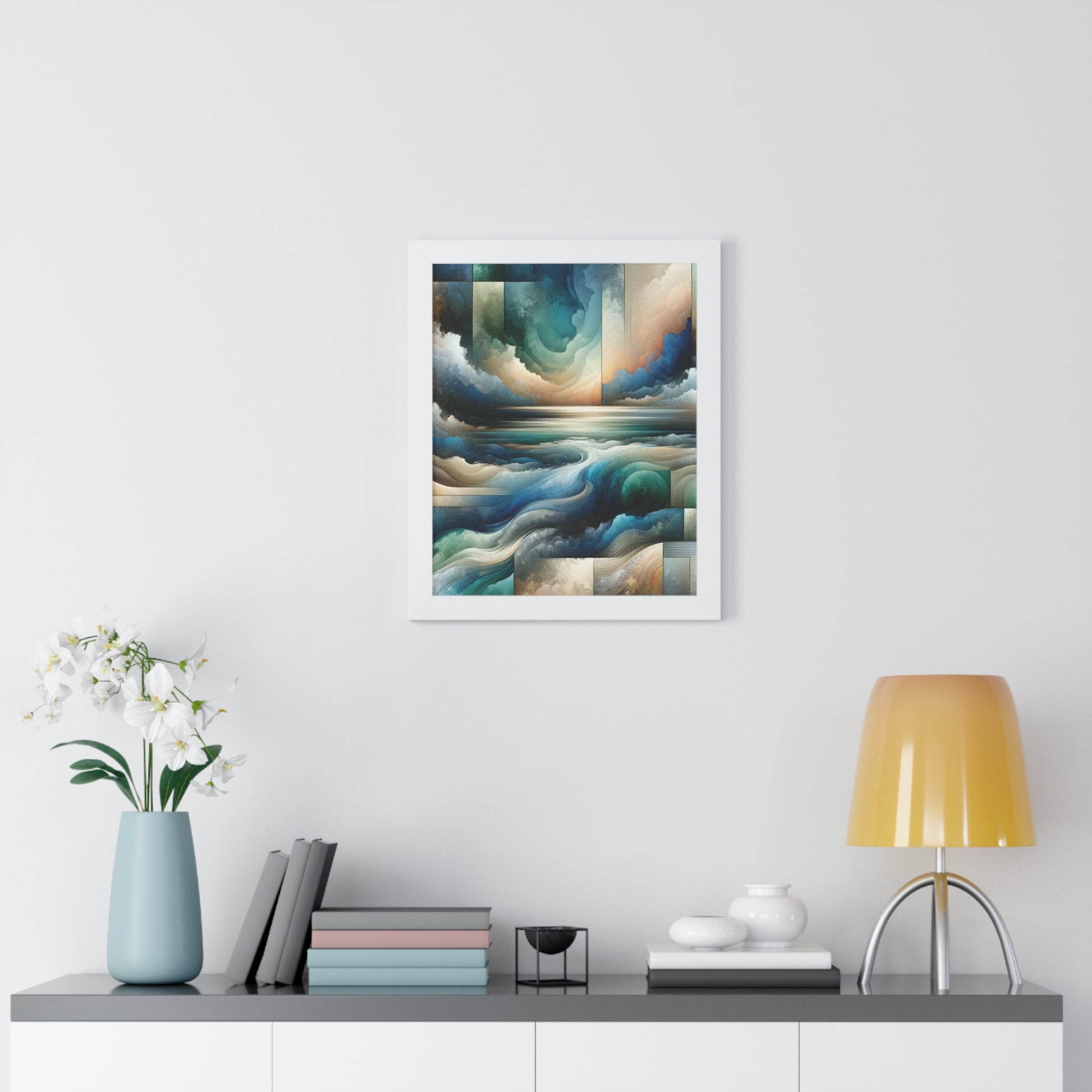 Contemporary Elegance Abstract Modern Art Framed Canvas Print Wall Classic Encased in Black, White, or Walnut Frames with Durable Acrylic Protection Ready to Hang Timelessly Crafted..