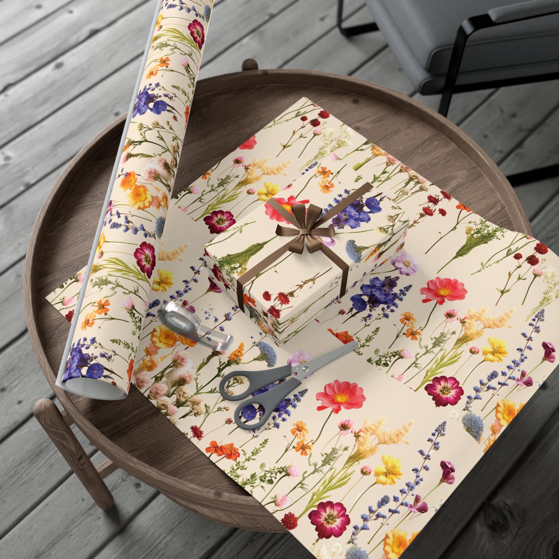 Wildflowers Press Illusion Floral Symphony Timeless Wrapping Paper Perfect for Weddings, Bridal & Baby Showers Eco-Friendly, All Occasion.
