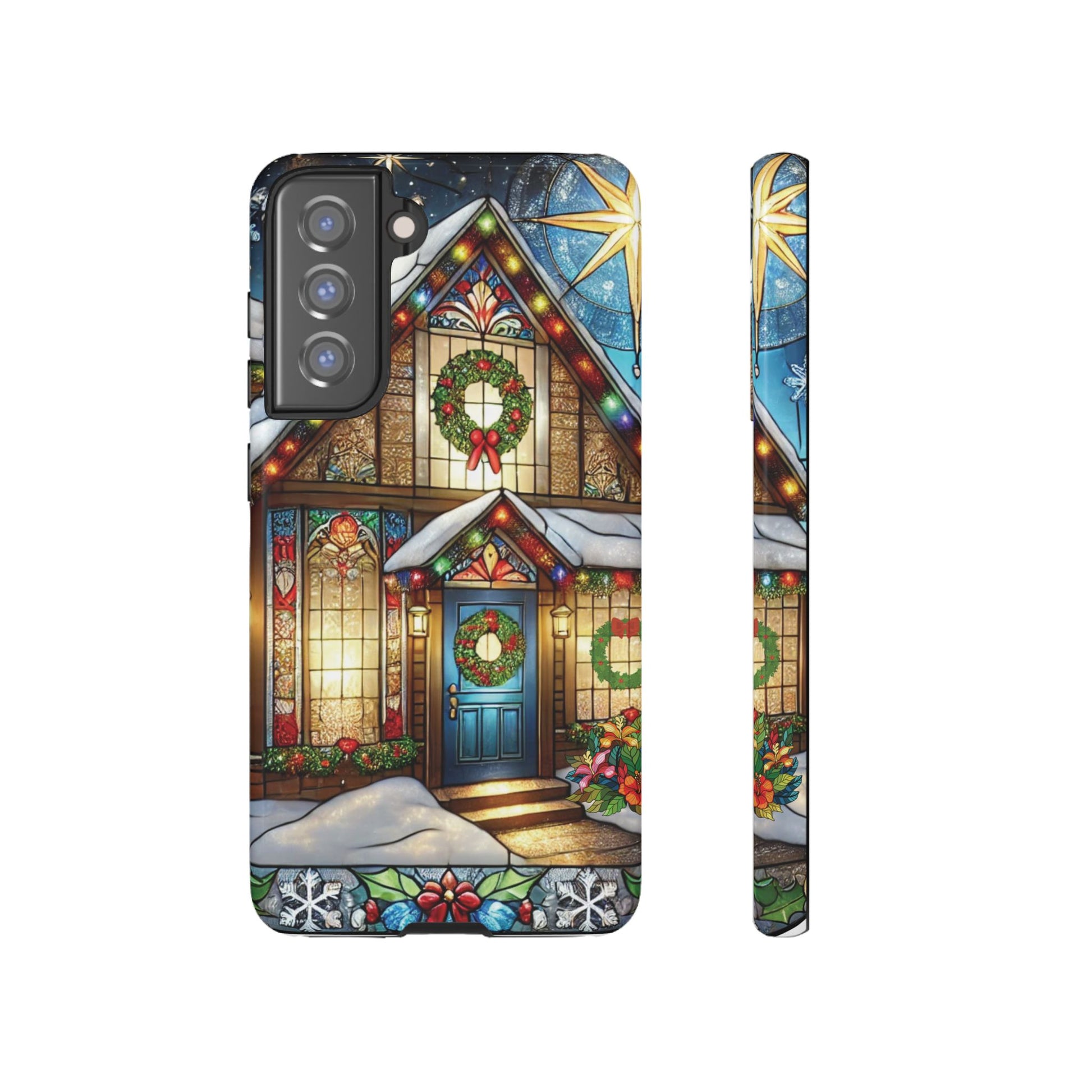 Stain Glass Christmas Phone Case Unique Holiday Protection for Your Device | Stylish & Durable Cover Gift for Her Phone 15, Samsung iPhone Samsung Accessory Gift for Her
