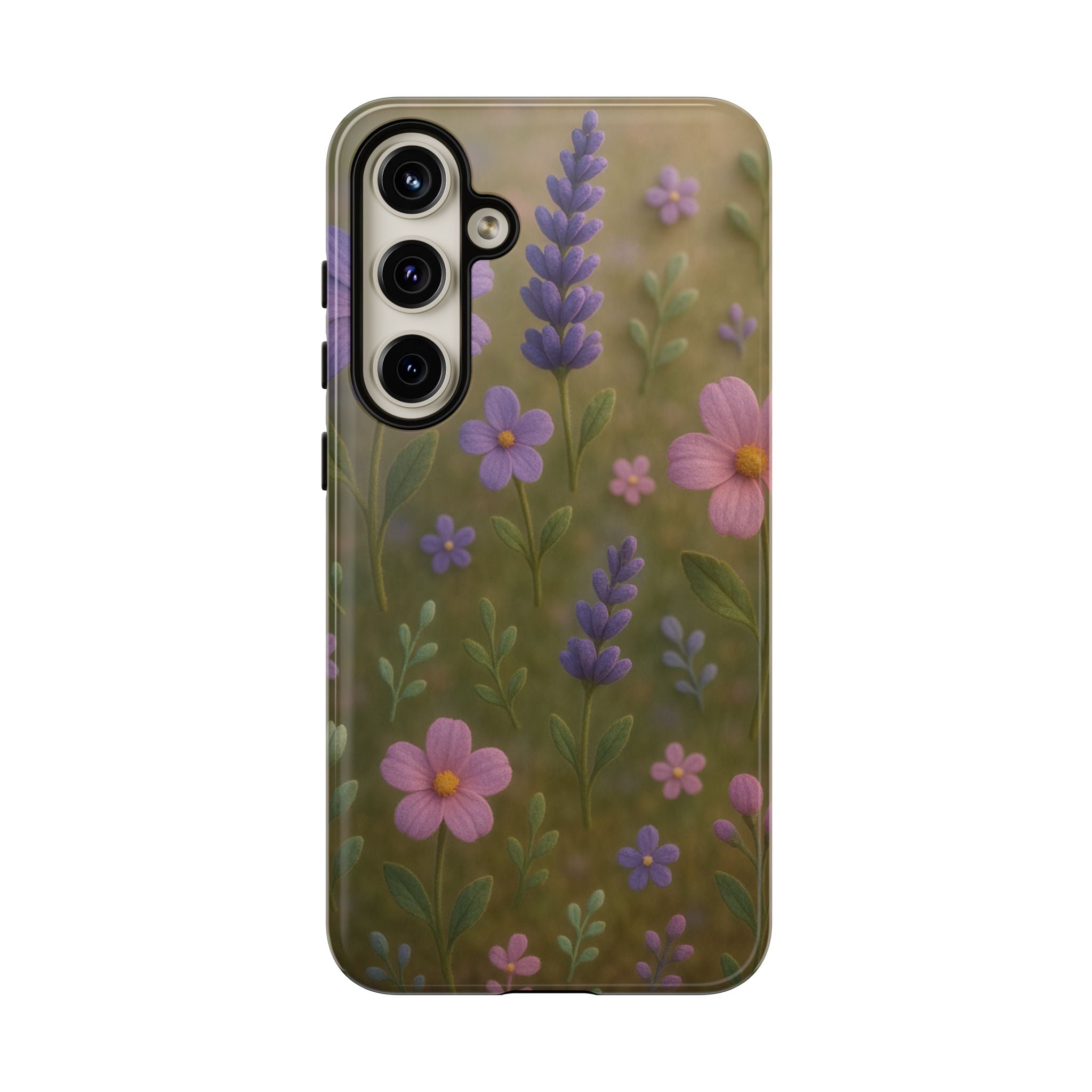 Pastel Flowers 3D Illusion Wildflower Phone Case Cute Pastel Floral Design in Lavender, Pink, Mint Green Aesthetic Protective Case for iPhone and  Android