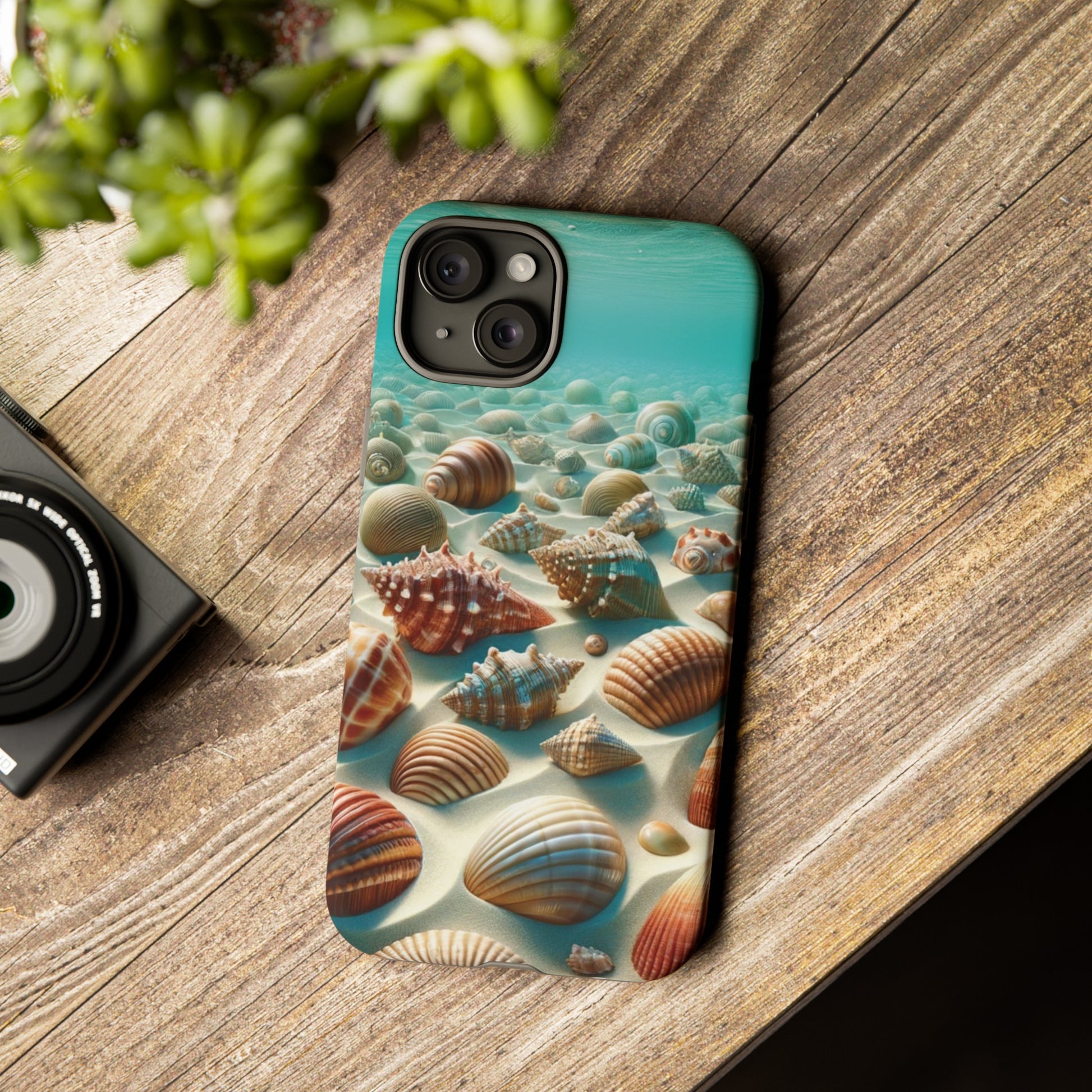 Plush Ocean Bliss Turquoise Seashell Ocean Beach View Protective Phone Case Gift for Her Phone 15, Samsung iPhone Samsung Gift for Her Case iPhone 15, Samsung iPhone Samsung Accessory Gift for Her.