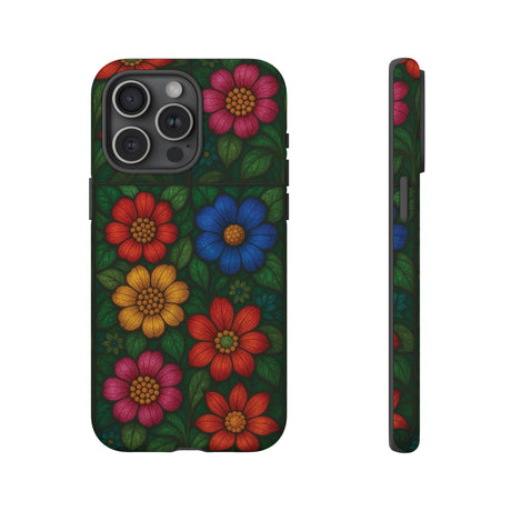 Bright Floral Stained Glass Illusion Phone Case Colorful Abstract Art, Aesthetic Protective Cover for iPhone, Samsung & Google, Unique Gift Idea Mom