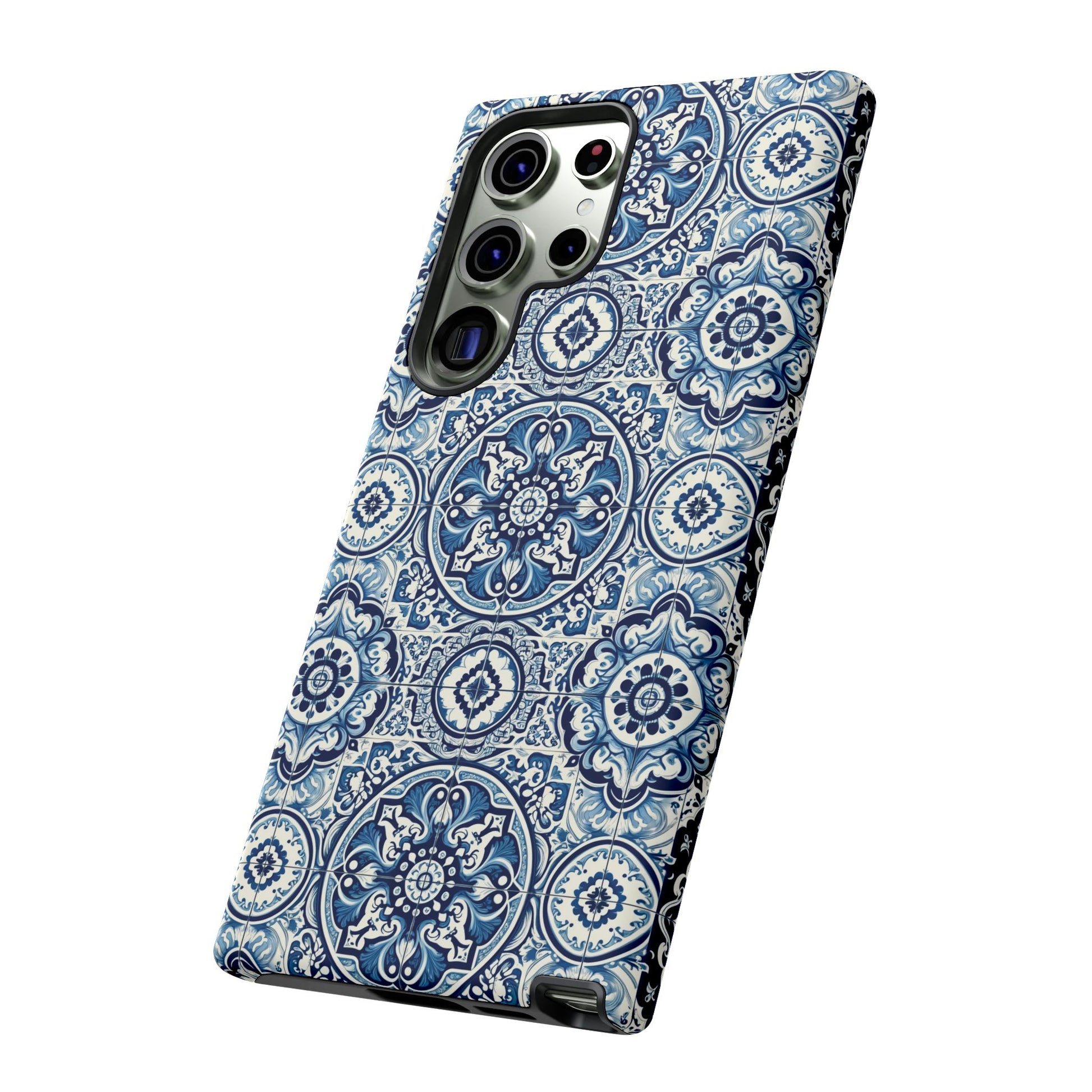Azulejo Tile Phone Case Elegant Mediterranean Blue Porcelain Design iPhone 17, 16, 15, Samsung iPhone Samsung Accessory Gift for Her