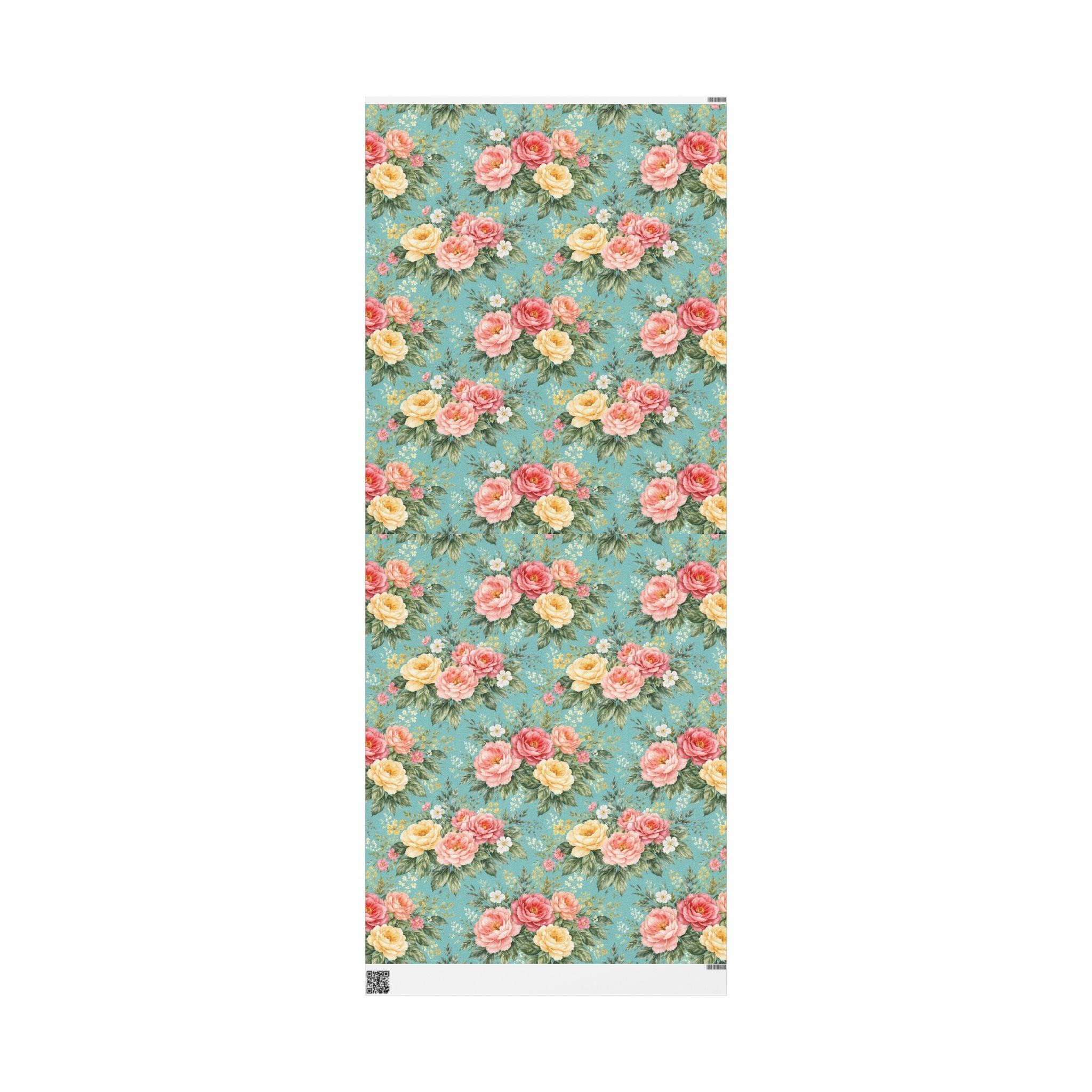 Turquoise Botanical Wrapping Paper — Signature Floral Gift Wrap for Weddings & Birthdays