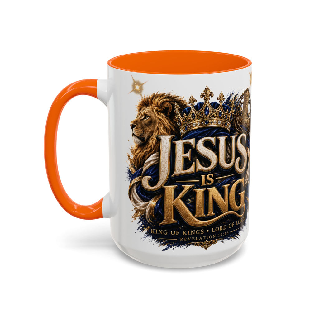 Jesus Is King Coffee Mug Christian Faith Accent Mug (11/15oz) Gift for Dad Mom