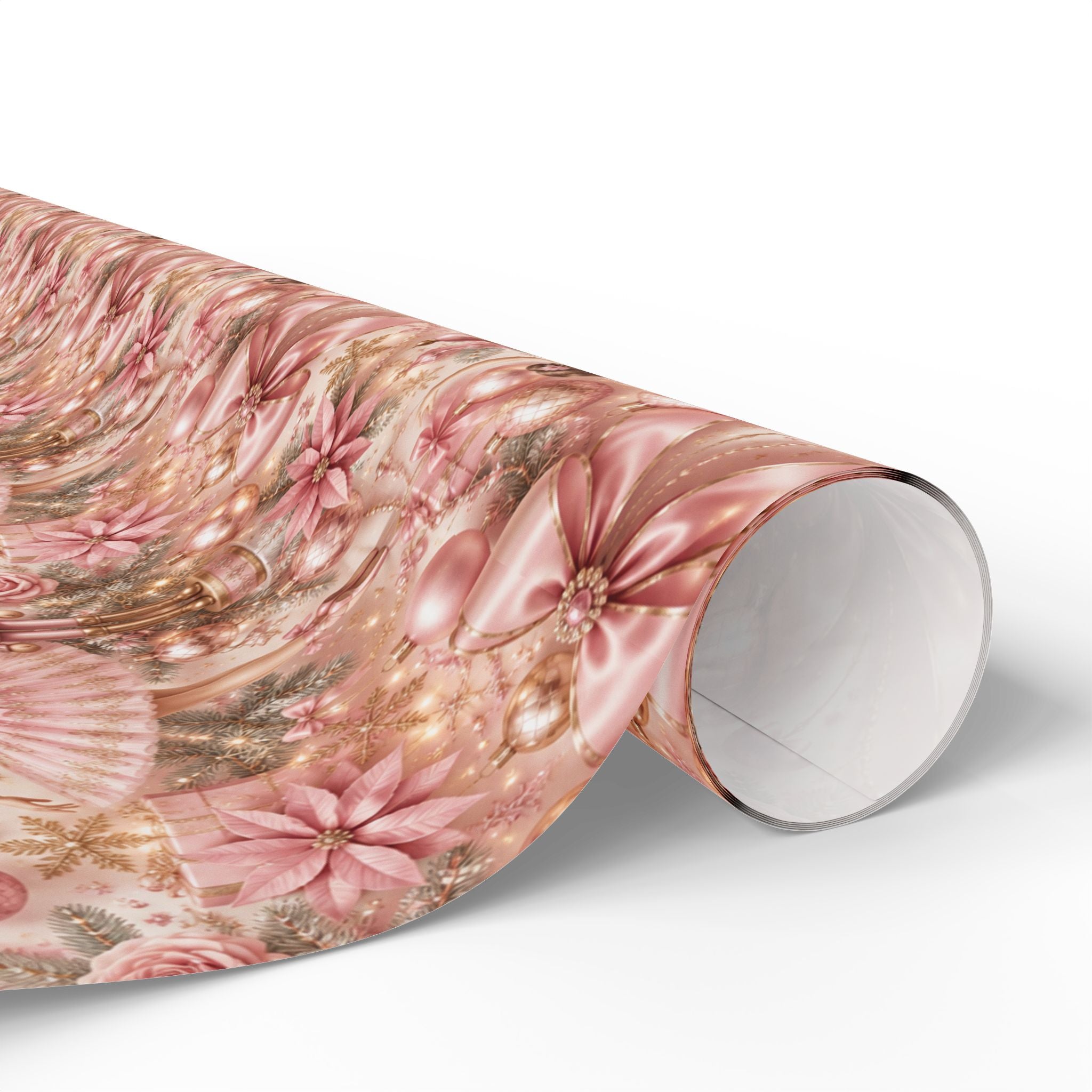Pink Nutcracker Ballet Christmas Wrapping Paper Seamless Vintage Ballerina Holiday Gift Wrap Luxury Pink Christmas