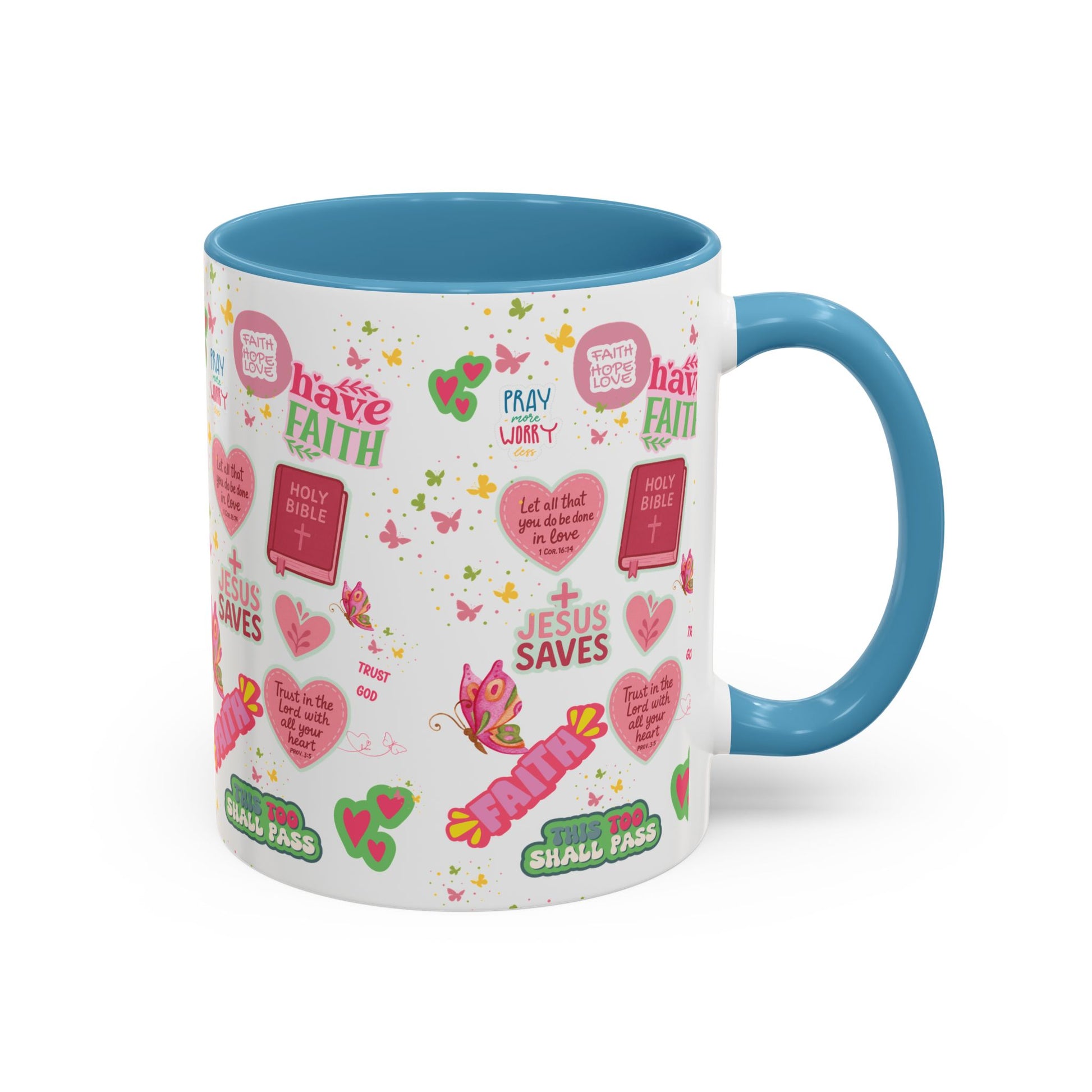 Start Your Day with Faith | Christian Mug with Bible Verse | Inspirational Gift for Christians | 11oz and 15oz Ceramic Coffee Mug Cozy Spring Mornings