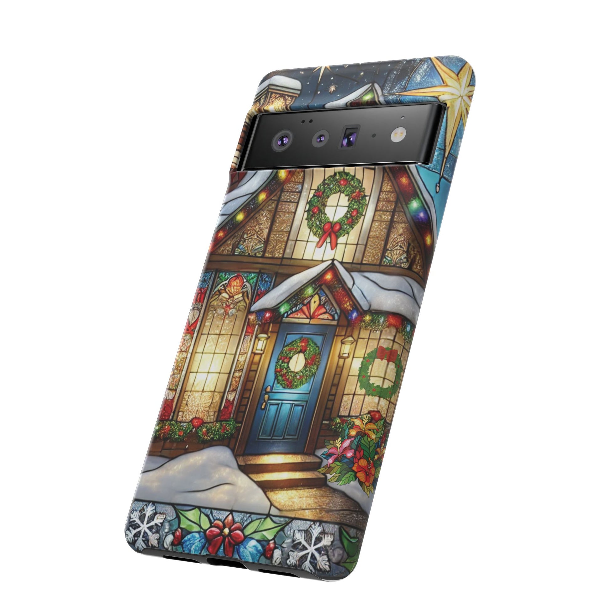 Stain Glass Christmas Phone Case Unique Holiday Protection for Your Device | Stylish & Durable Cover Gift for Her Phone 15, Samsung iPhone Samsung Accessory Gift for Her