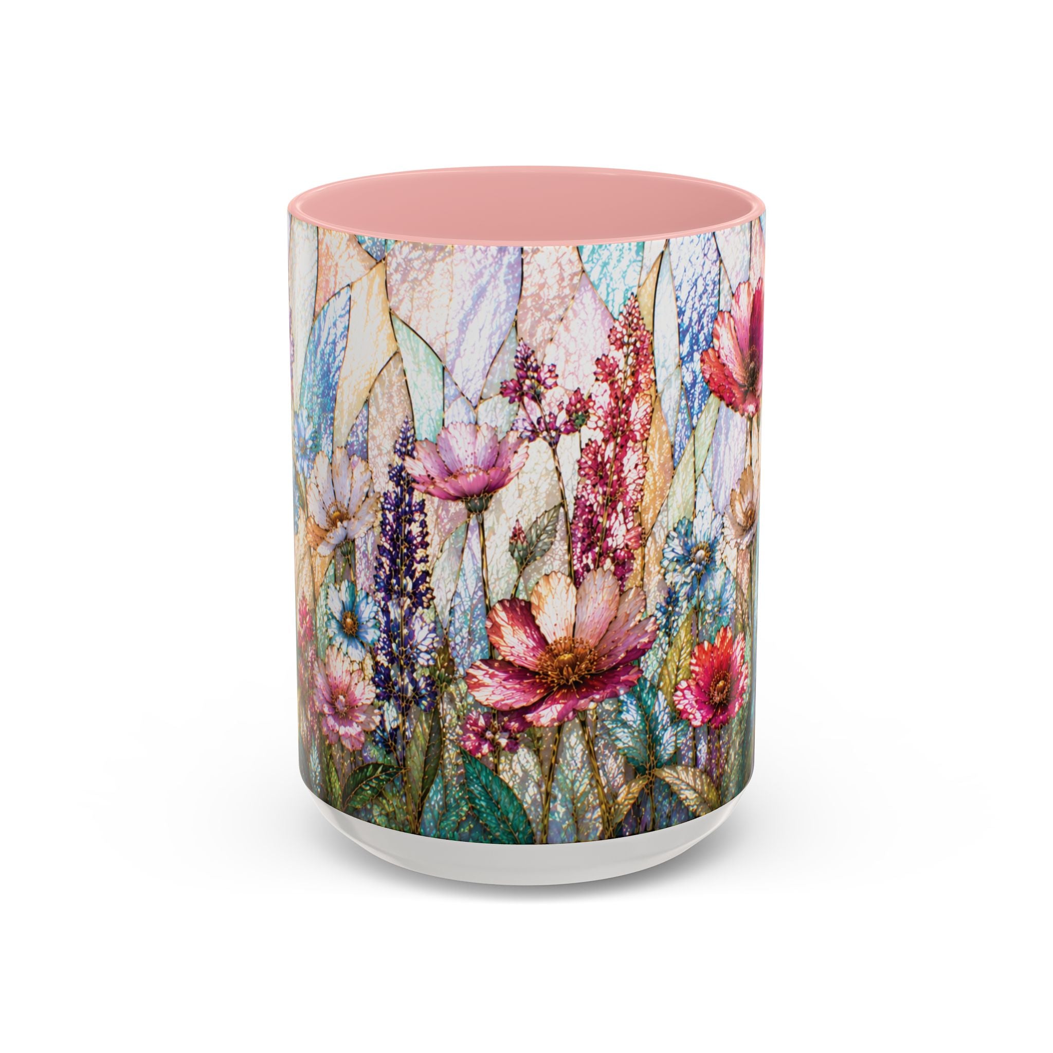 Wildflower Watercolor Coffee Mug Vibrant Wildflower Accent 11/15oz Stain Glass Illusion