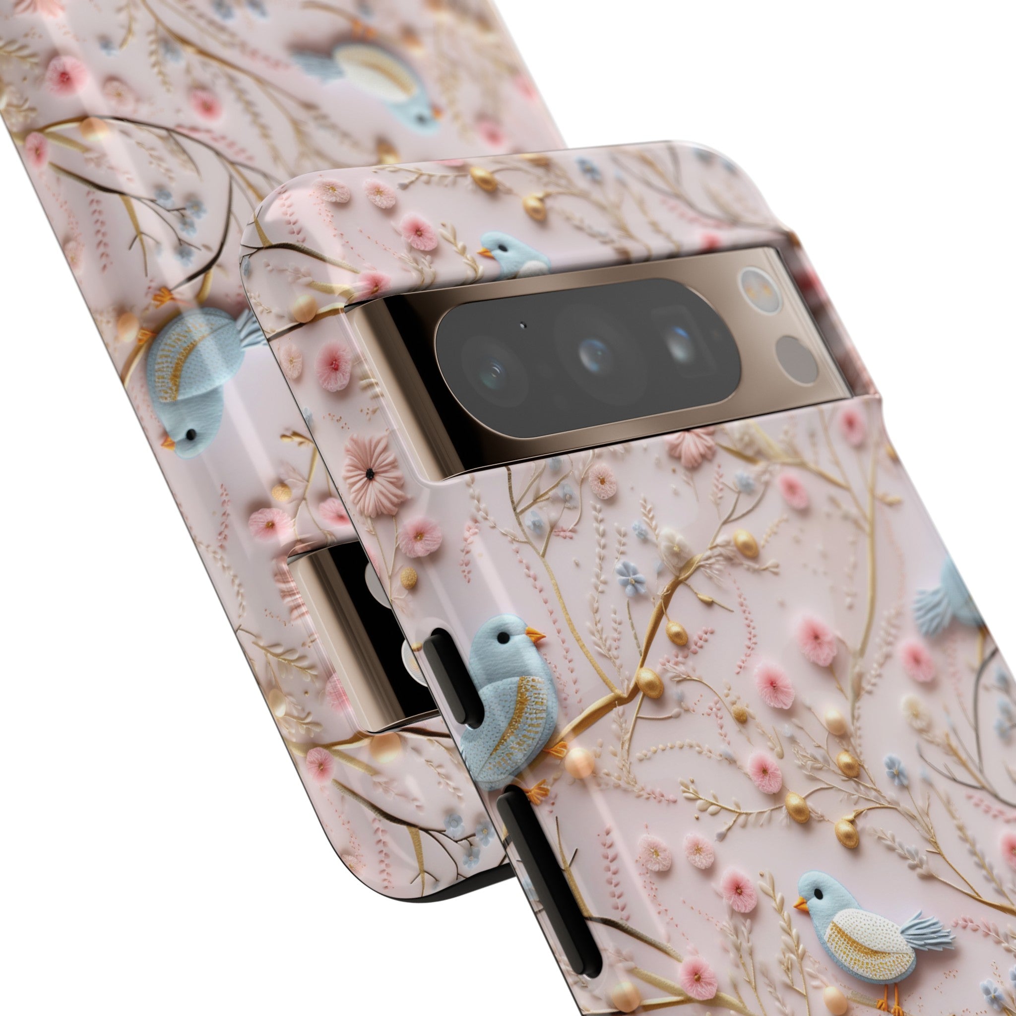 3D Birds Elegant Faux Flowers Phone Case Stylish & Durable for iPhone Samsung Gift iPhone 15, 14, 13 Samsung Pixel Gift for Mom Accessory Gift for Her