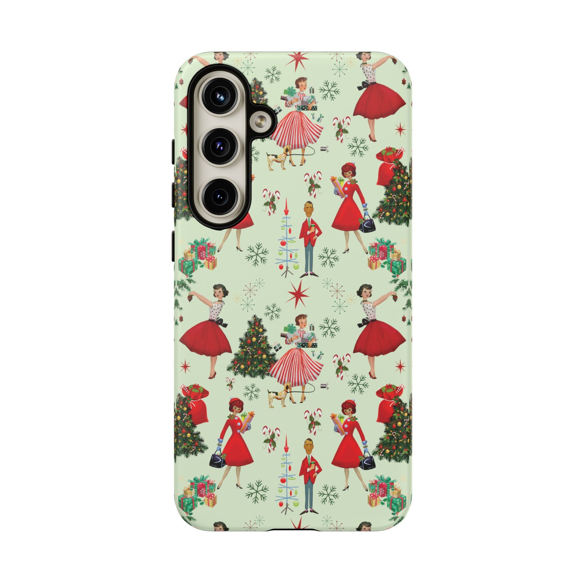 1950s Vintage Phone Case - Retro Christmas Design | Unique Holiday Protection for Your Device | Stylish & Durable Cover Gift for Her Phone 15, Samsung iPhone Samsung Accessory Gift for Her