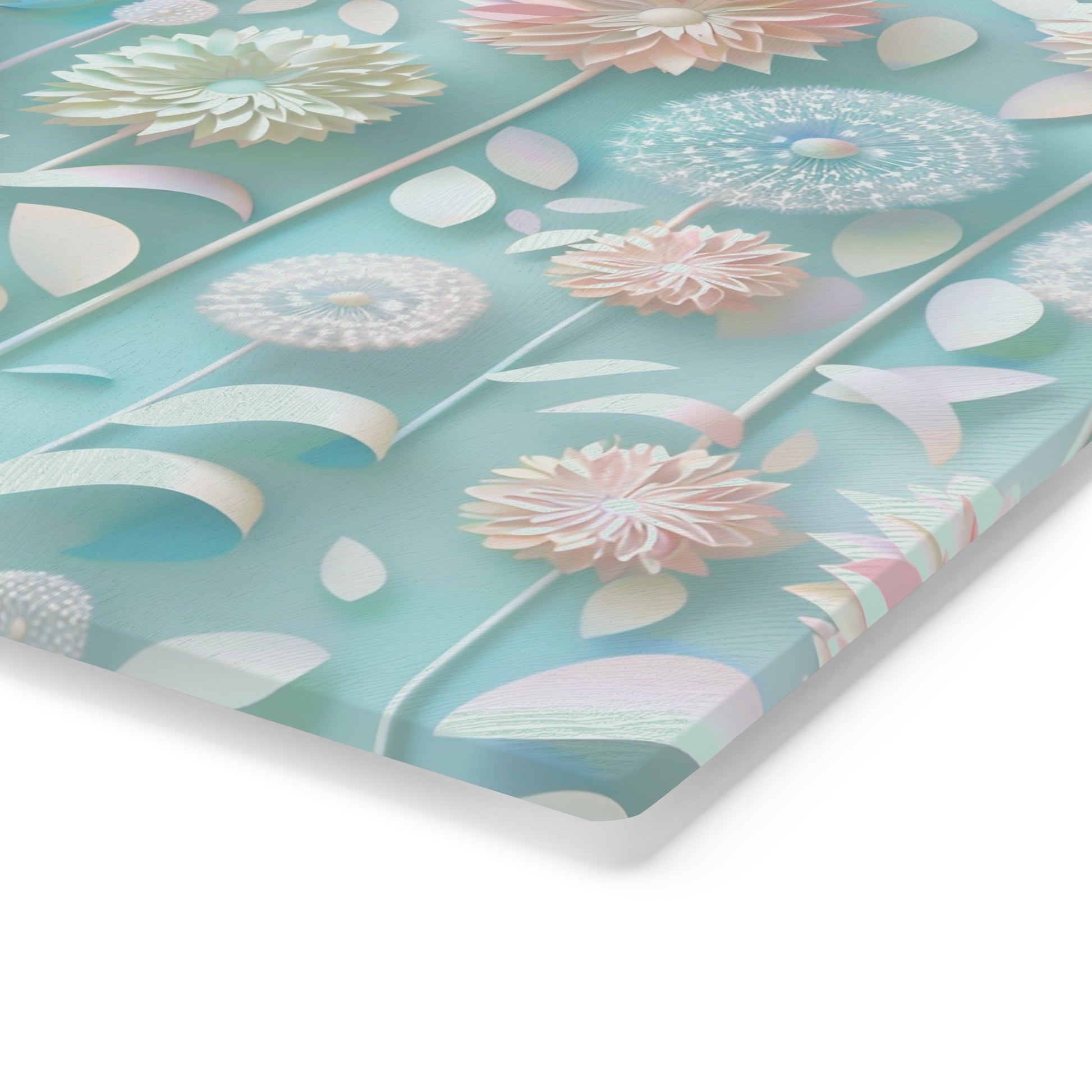 Pastel Floral Tempered Glass Cutting Board | Durable and Heat-Resistant | Non-Slip Feet for Stability | Scratch-Resistant Surface | Stylish Kitchen Decor & Gift