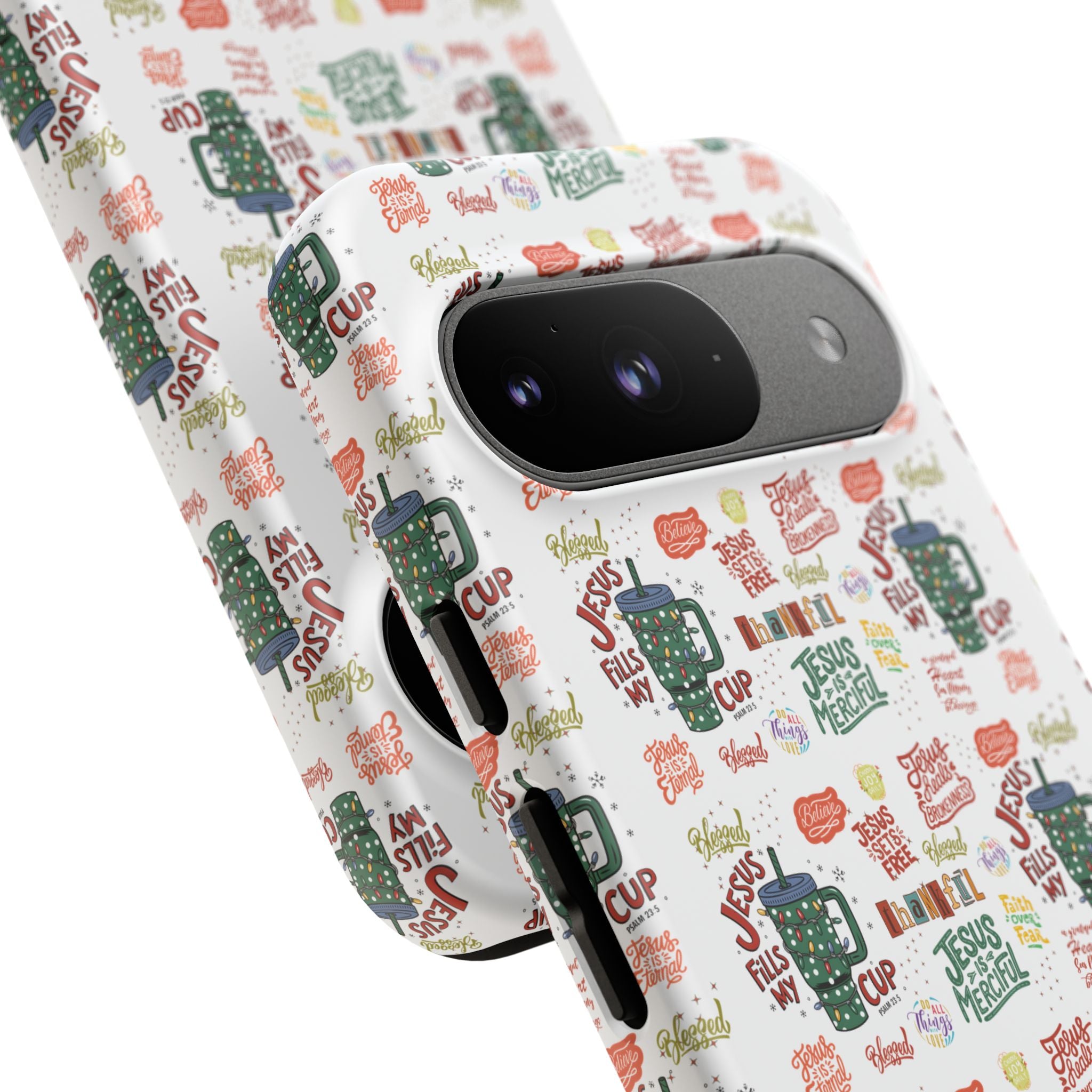 Jesus Fill My Cup Phone Case Cute Floral Design in Red, Pink, Blue – Aesthetic Protective Case for iPhone and  Android