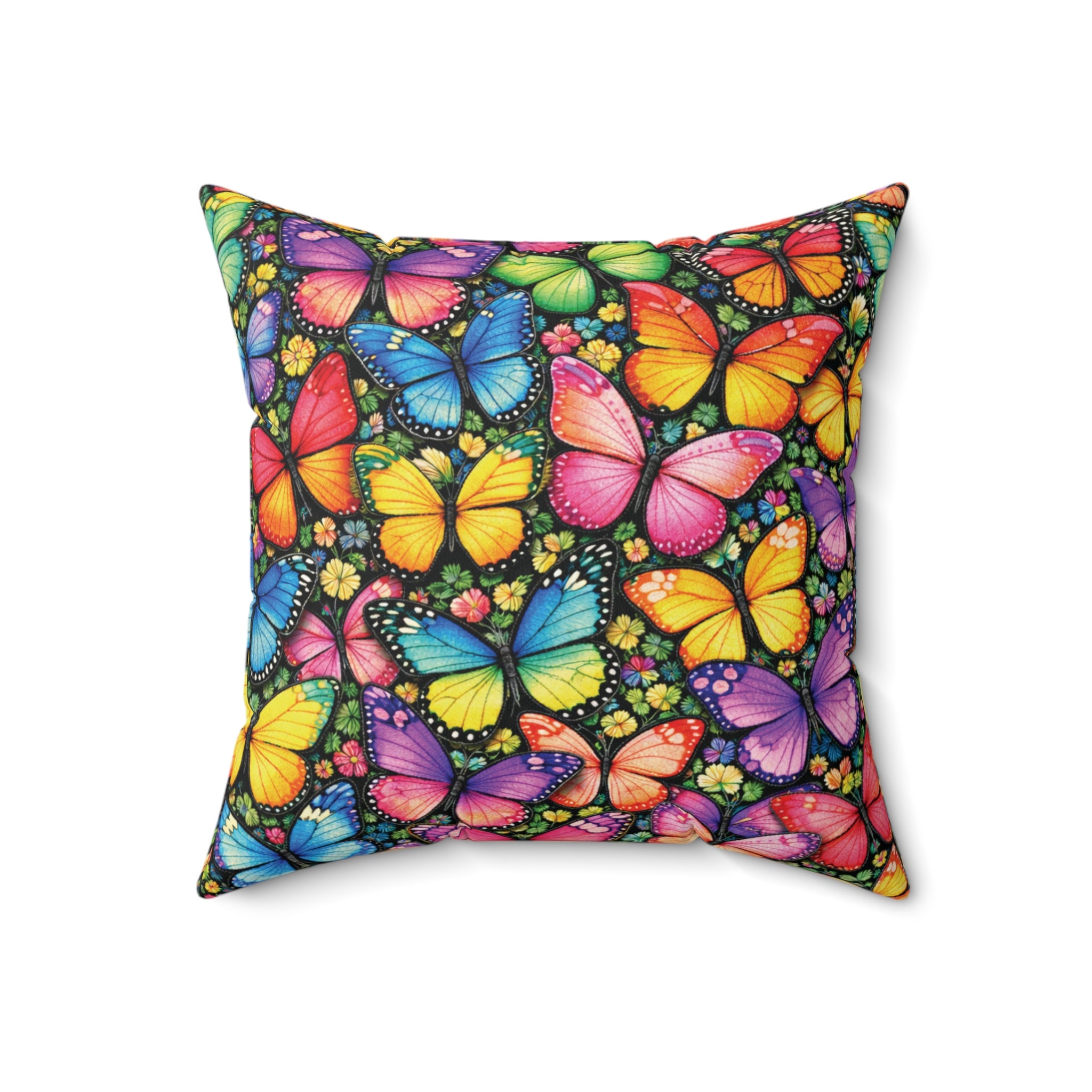 Bright Beautiful Butterflies Square Pillow Spring Office Throw