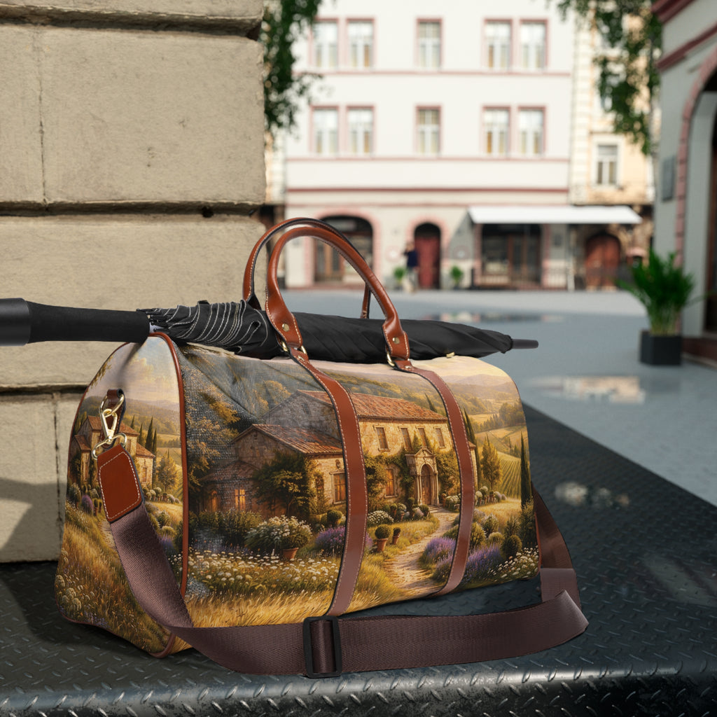 Golden Haven Farmhouse Landscape Weekend Travel Bag — Waterproof Luxe Travel Tote