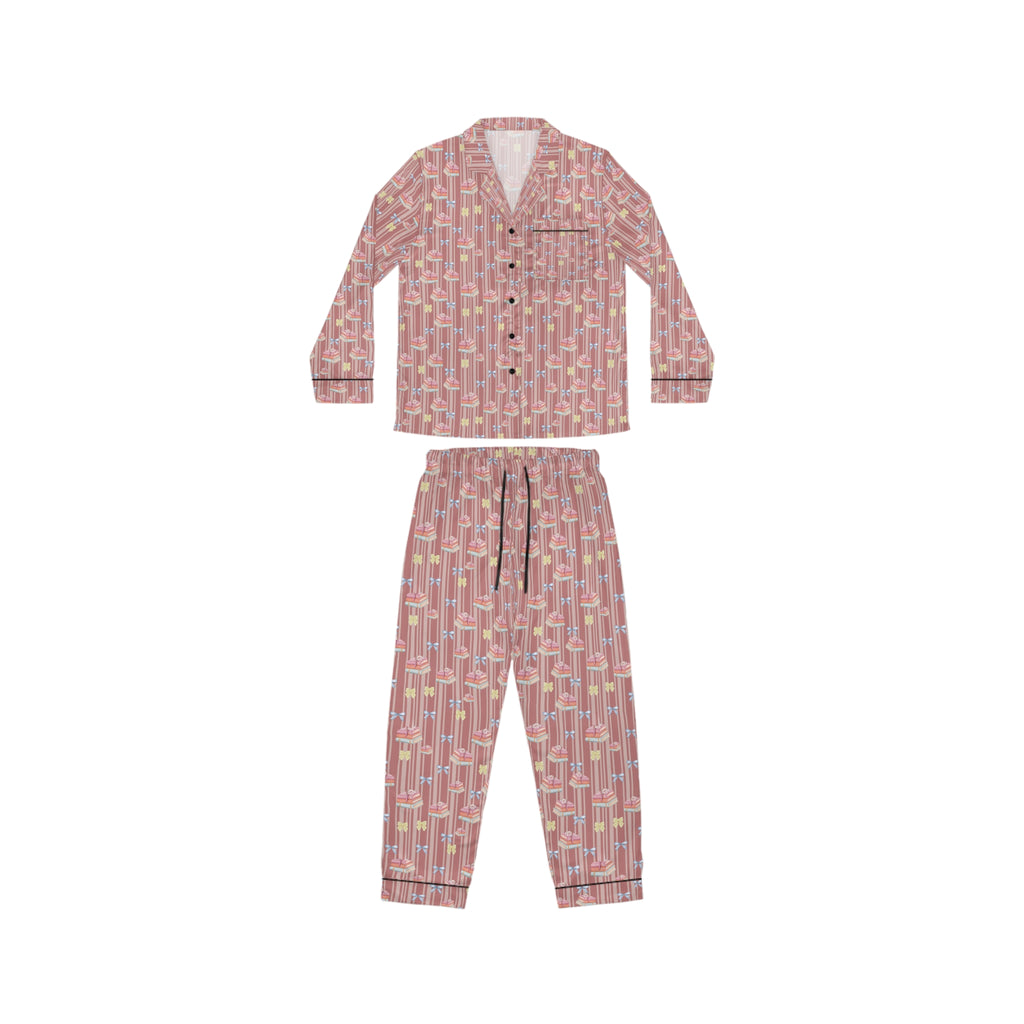 Satin Pajamas,Bookish with Bows Pajamas, Cozy Luxury Sleepwear Perfect Gift