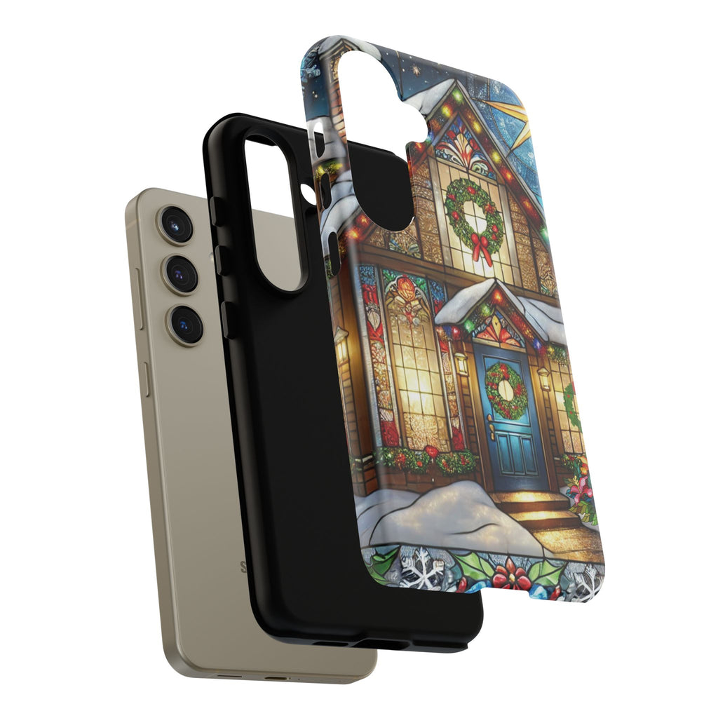 Stain Glass Christmas Phone Case Unique Holiday Protection for Your Device | Stylish & Durable Cover Gift for Her Phone 15, Samsung iPhone Samsung Accessory Gift for Her