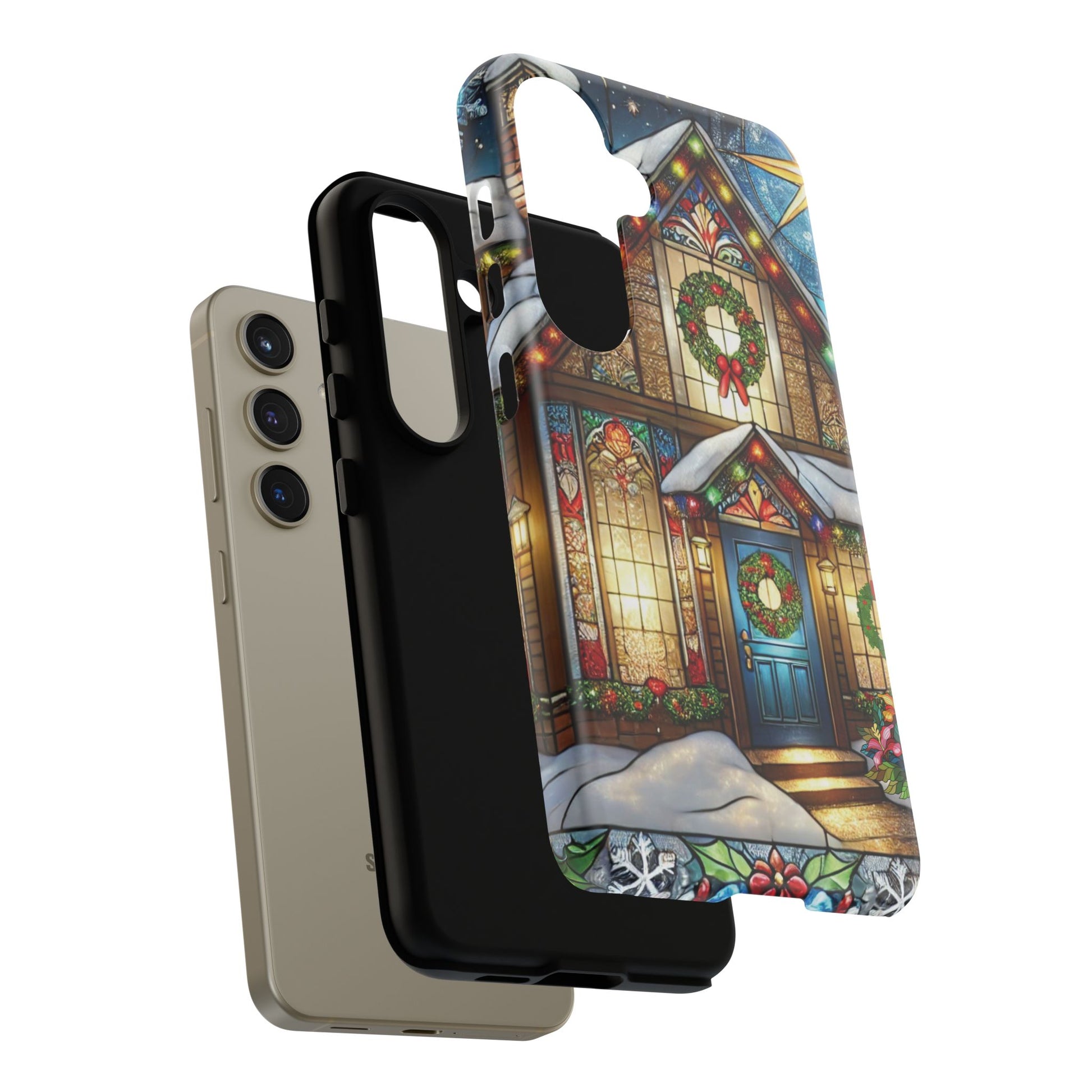 Stain Glass Christmas Phone Case Unique Holiday Protection for Your Device | Stylish & Durable Cover Gift for Her Phone 15, Samsung iPhone Samsung Accessory Gift for Her