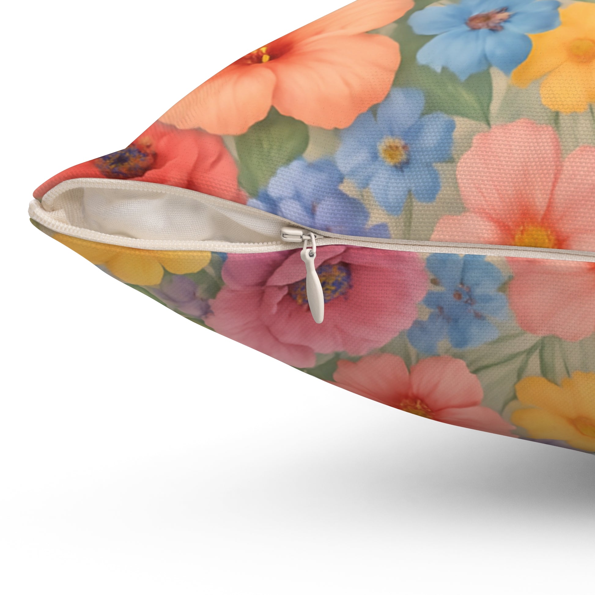 Luxury Floral Square Pillow – Colorful Botanical Print for Home Decor, Add Cozy Elegance to Your Living Room, Bedroom, or Reading Nook