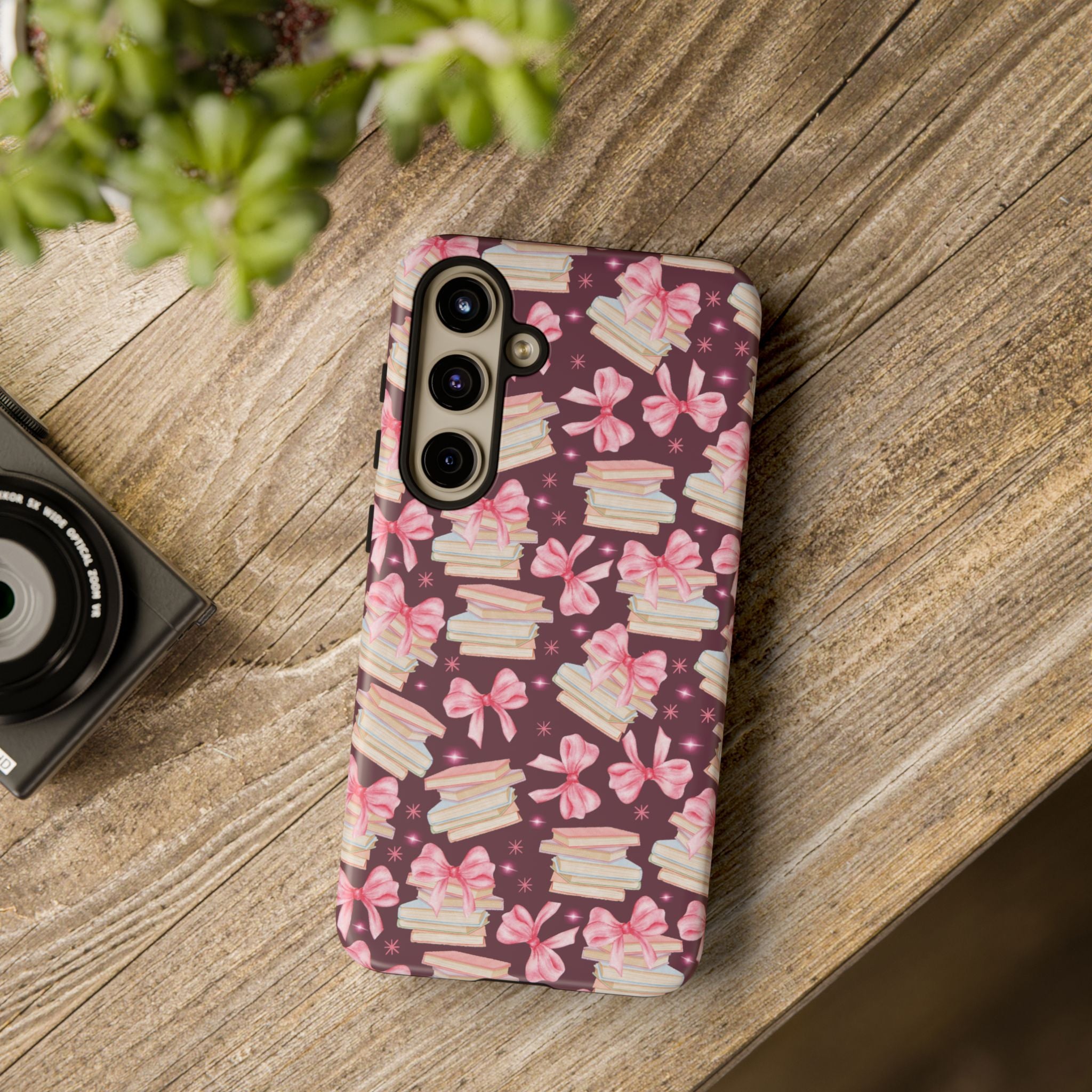 Coquette Pink Bows & Books Phone Case for iPhone 17 and Samsung, Pixel | Stylish Protective Cover Gift for Her Perfect for Floral Lover