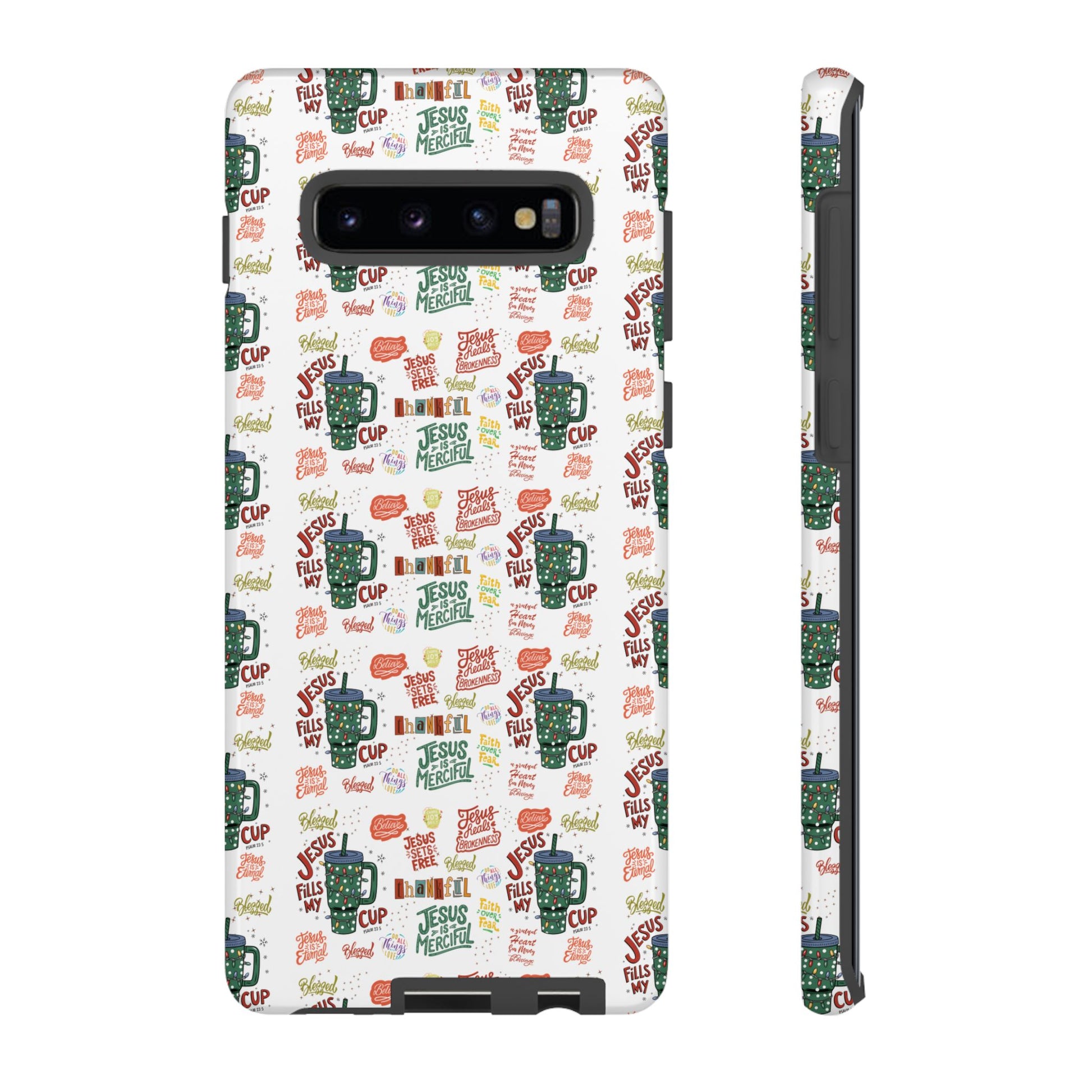 Jesus Fill My Cup Phone Case Cute Floral Design in Red, Pink, Blue – Aesthetic Protective Case for iPhone and  Android