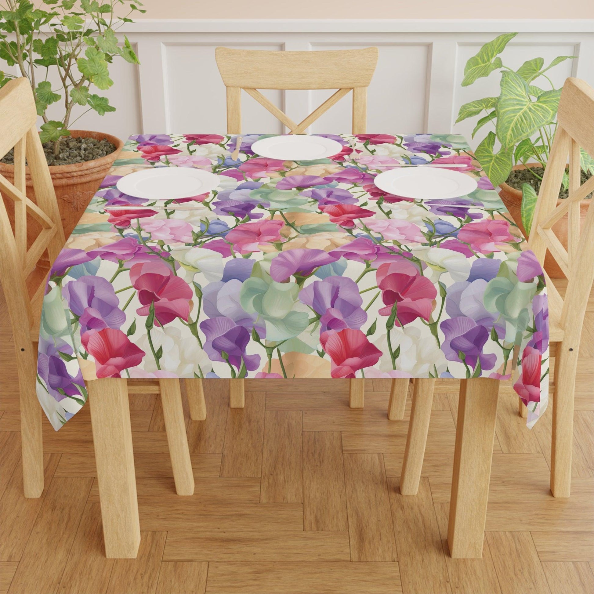 Pink Purple Blue Boho Chic Tablecloth Perfect for Adding a Botanical Touch to Any Dining Room, Kitchen Table or Outdoor Setting for Home, Weddings, Birthdays all Events Durable & Stylish for All Occasions - MRSBYVALLE