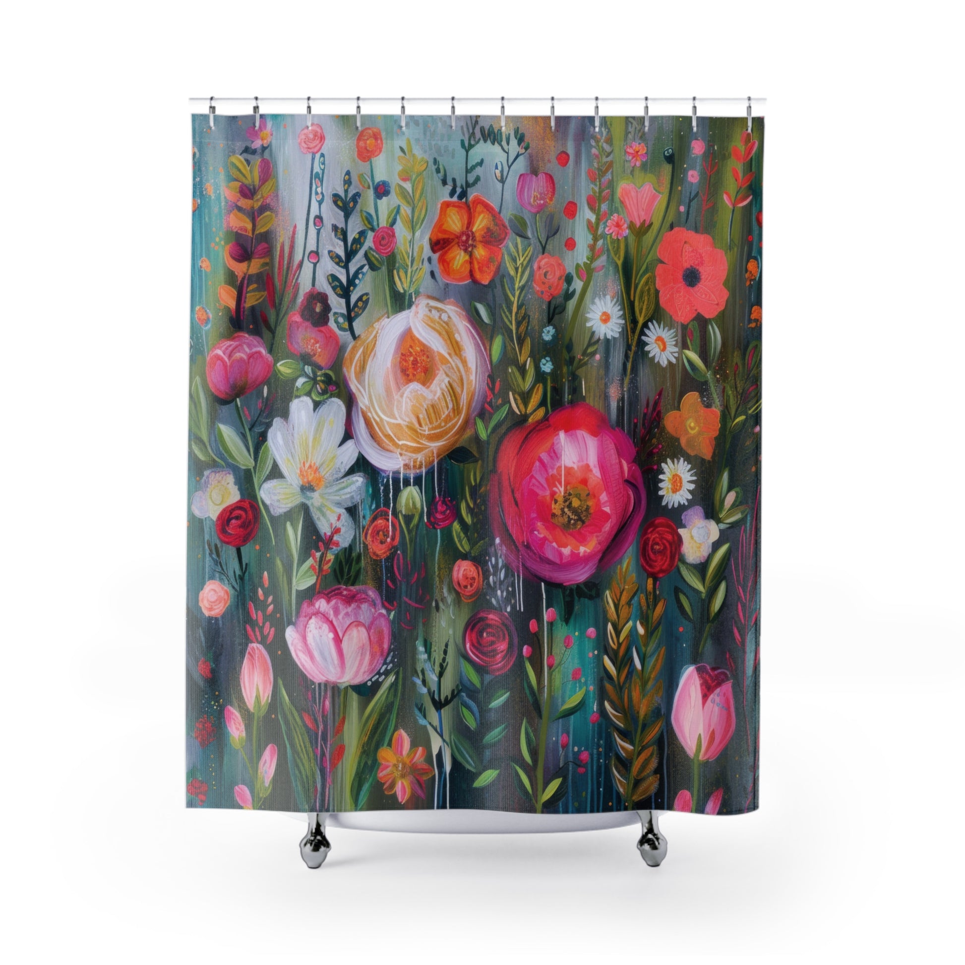 Boho Floral Shower Curtain – Water-Resistant, Eco-Friendly Polyester Fabric, Bohemian Bathroom Decor, Stylish and Durable, Available in Multiple Sizes for Perfect Fit Upgrade the Bathroom - MRSBYVALLE