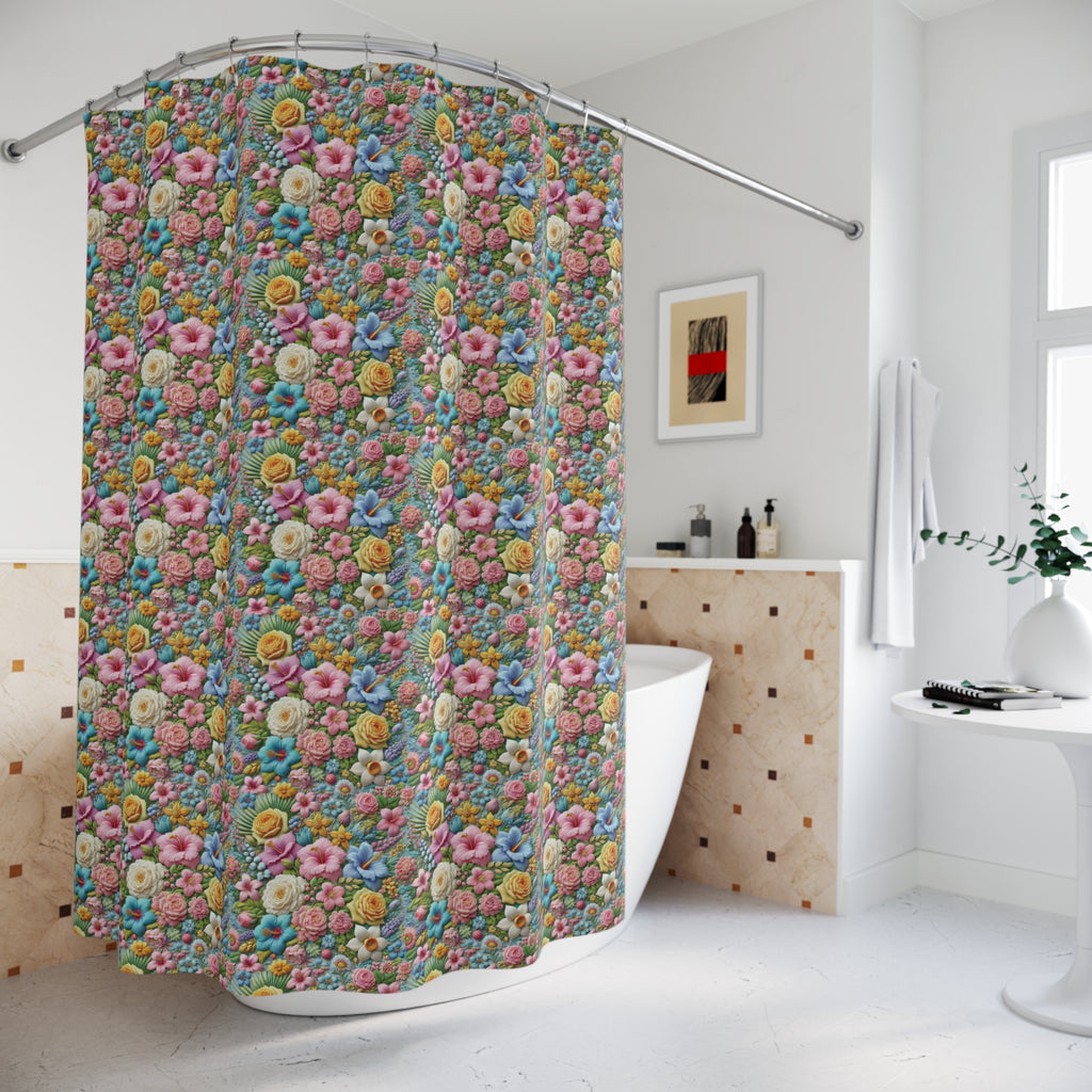 Boho Pastel Wildflower Shower Curtain 71x74 Inches, Vibrant Floral, Elegance and Charm to Your Bathroom Decor Perfect gift for Newlyweds - MRSBYVALLE