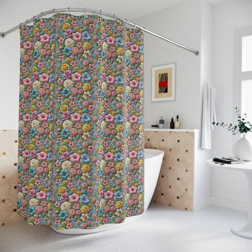 Boho Pastel Wildflower Shower Curtain 71x74 Inches, Vibrant Floral, Elegance and Charm to Your Bathroom Decor Perfect gift for Newlyweds - MRSBYVALLE