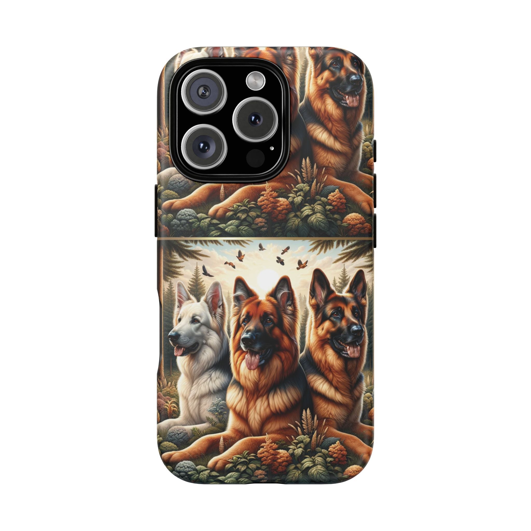 German Shepherd Phone Tough Case Floral Elegant Durable Dog Lover Devices iPhone 15, Samsung iPhone Samsung Accessory Gift for Her