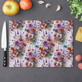 Cutting Board Floral Tempered Glass Cutting Board Durable Kitchen Decor with Elegant Flower Design, Housewarming, New House Gift - MRSBYVALLE