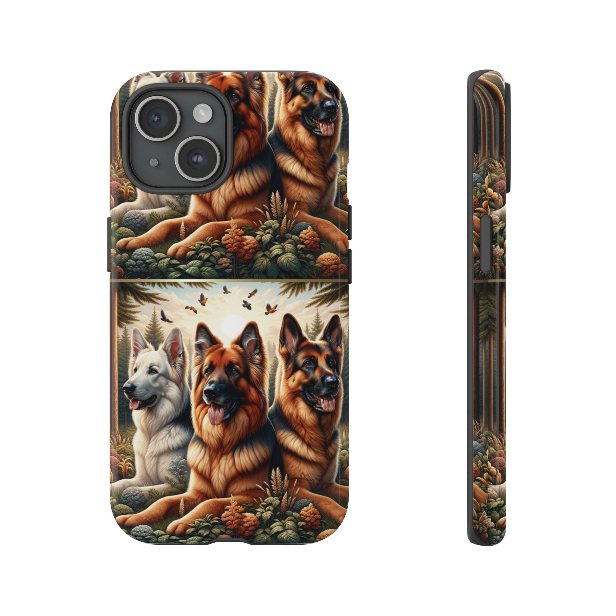 German Shepherd Phone Tough Case Floral Elegant Durable Dog Lover Devices iPhone 15, Samsung iPhone Samsung Accessory Gift for Her