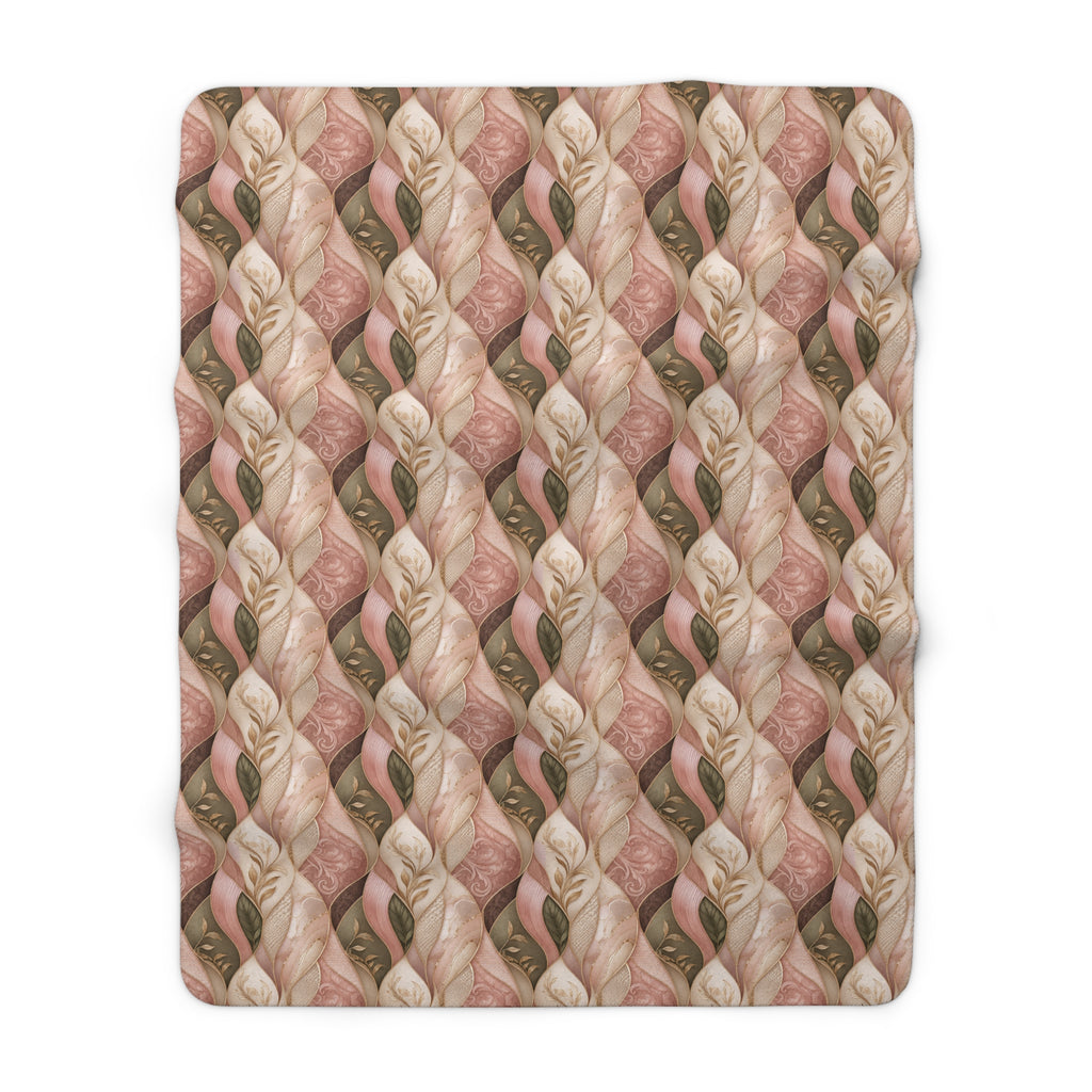 Sherpa Blanket Cozy Pink Knit Cable Pattern Throw Sofa Gift for
