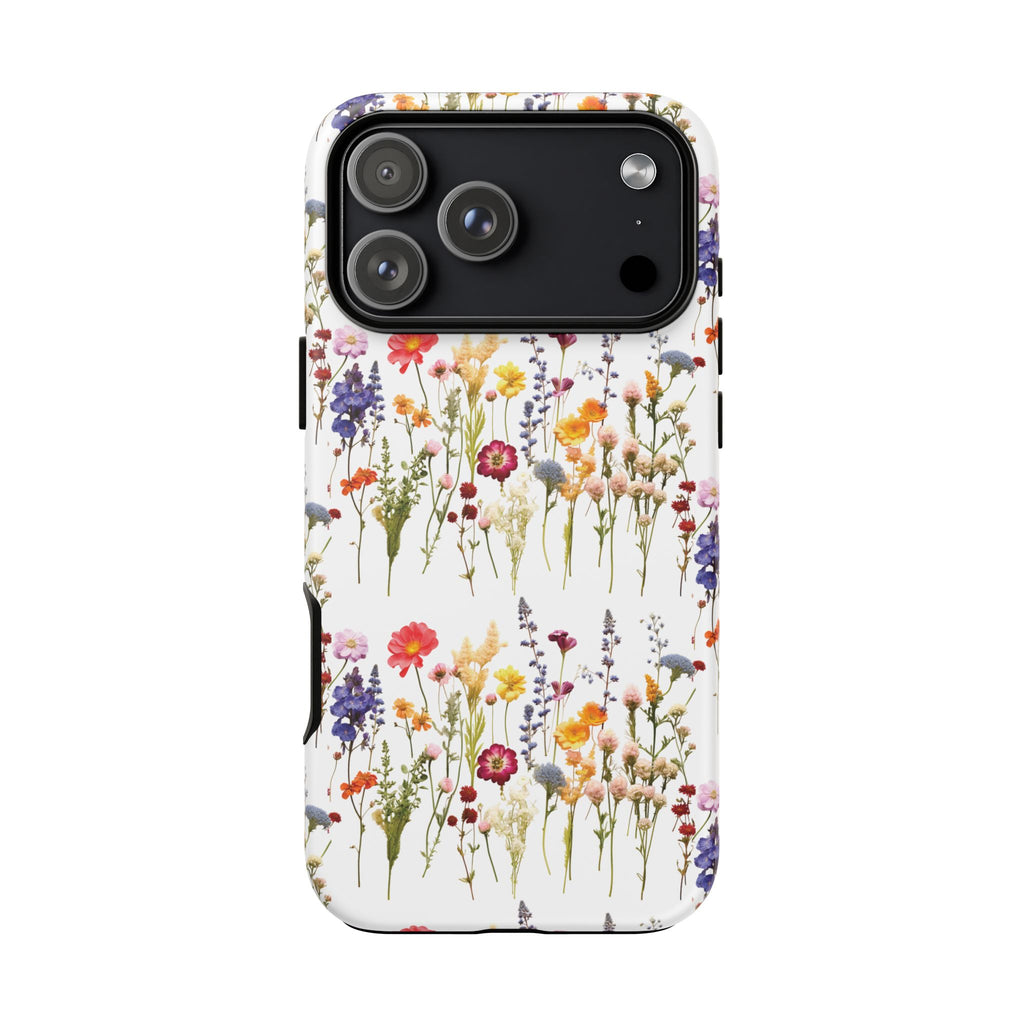 White Best Phone Case Press Flowers Floral 3D Illusion Luxury Tough Case Floral Elegant Durable Stylish for Modern Devices iPhone 17, 16, 15, Samsung iPhone Samsung Accessory Gift for Her