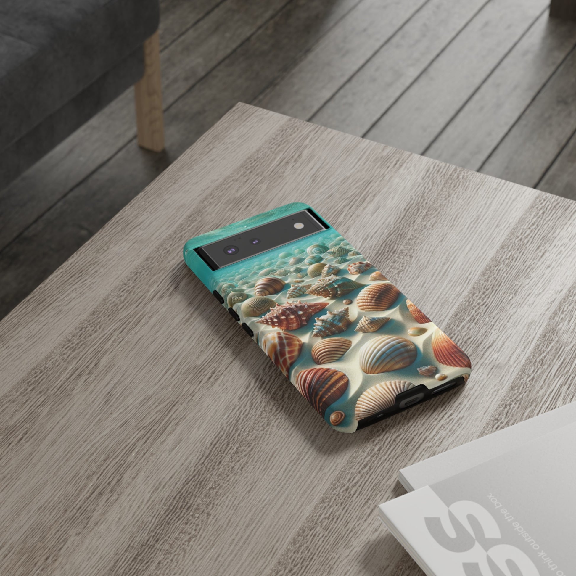 Plush Ocean Bliss Turquoise Seashell Ocean Beach View Protective Phone Case Gift for Her Phone 15, Samsung iPhone Samsung Gift for Her Case iPhone 15, Samsung iPhone Samsung Accessory Gift for Her.