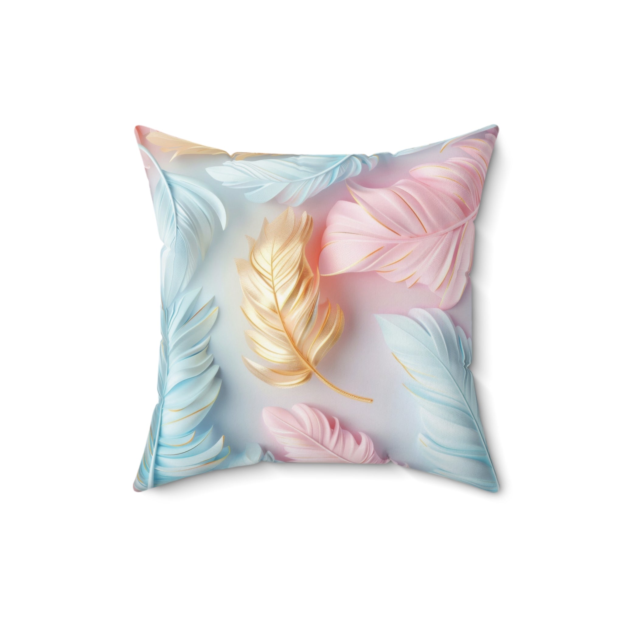 Pastel Feathers Design Square Pillow Elegant Holiday Decor Perfect for all Seasonal Decorations Perfect Accent for Living Rooms, Bedrooms, Soft, Durable, Pillow Gift New House, Bridal Shower Gift - MRSBYVALLE
