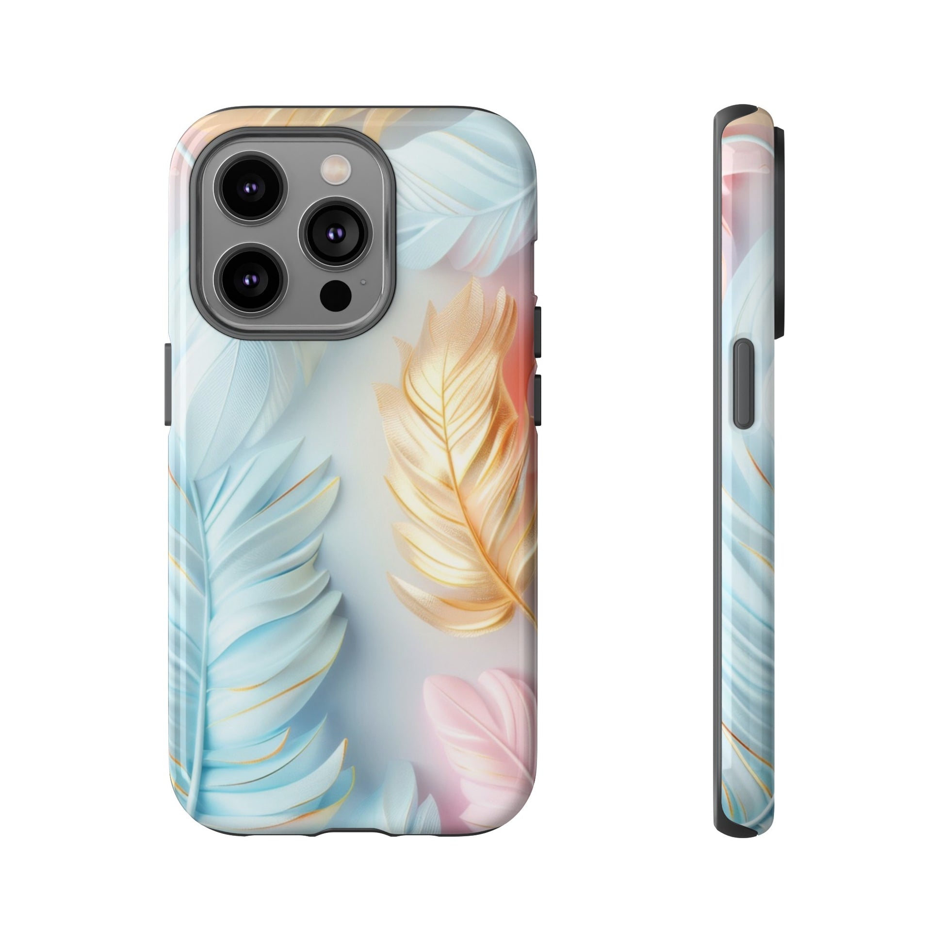 Pastel Feathers Protective Phone Case Gift for Her Phone 15, Samsung iPhone Samsung Gift for Her Case iPhone 15, Samsung iPhone Samsung Accessory Gift for Her