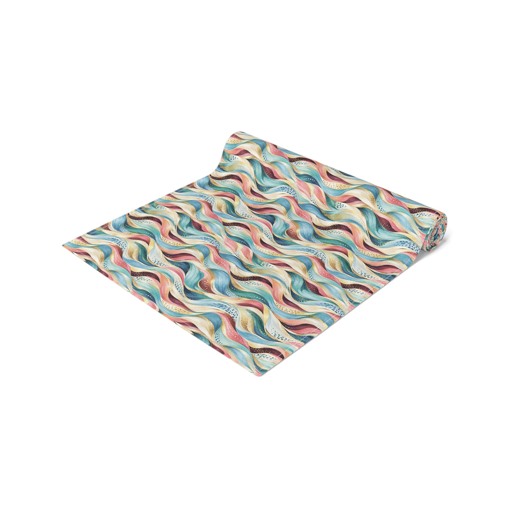 Retro Pastel Wave Table Runner