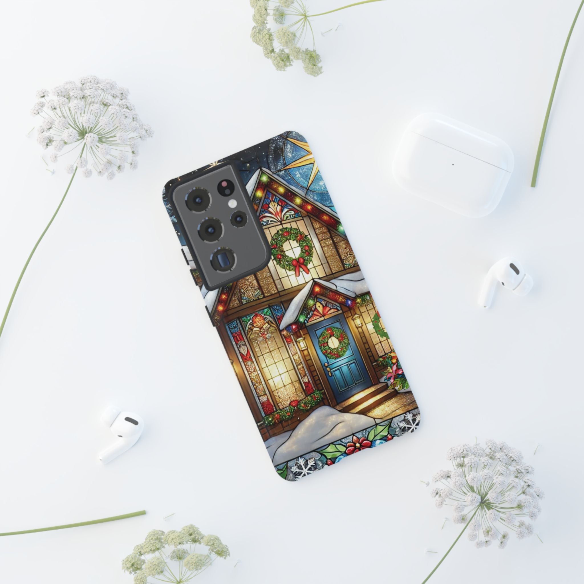 Phone Case - Stain Glass Christmas Unique Holiday Protection Gift for Her